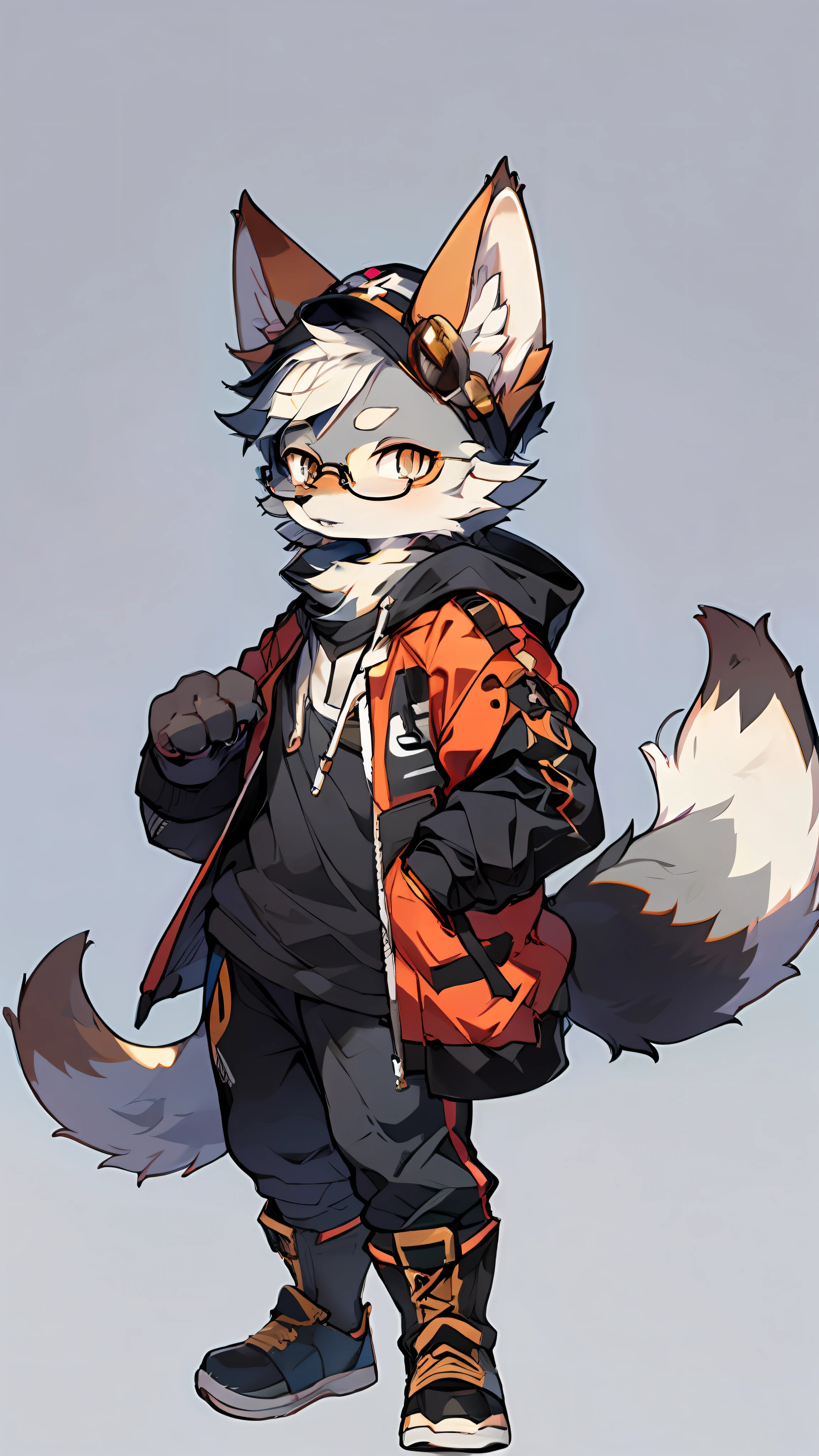 Single, furry male, furry, fox, arctic fox, canine, gray-black fur, golden eyes, glasses, alchemist