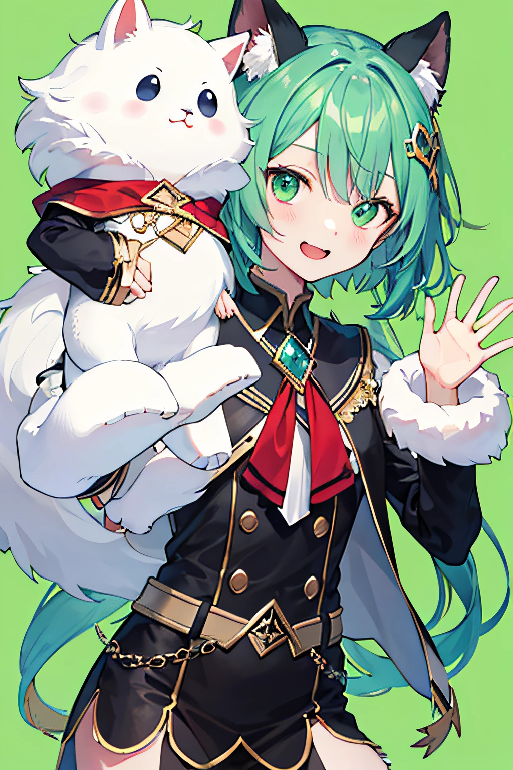 Green Screen、Fluffy character、It features a simple