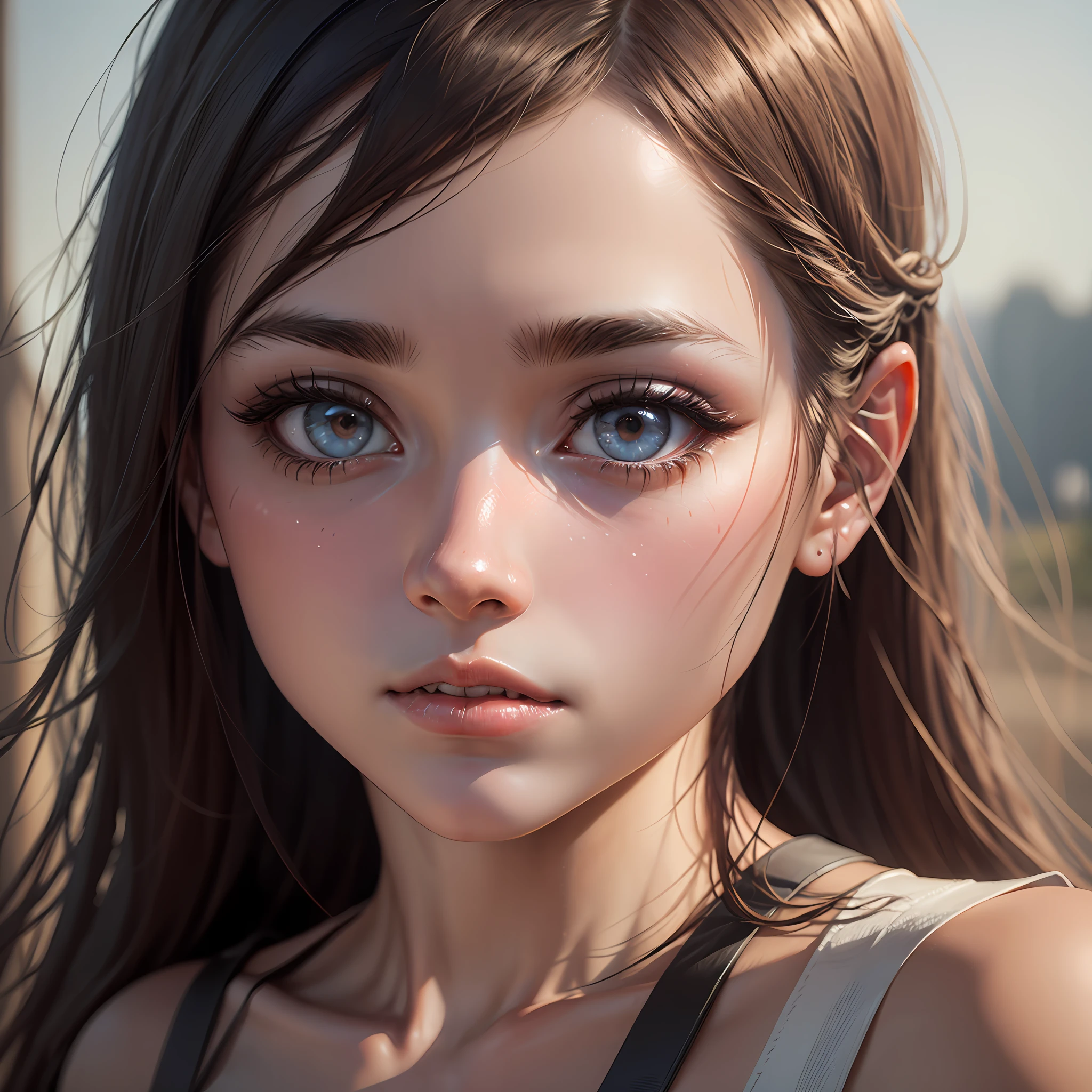 8K, Best Quality, Masterpiece, Ultra High Resolution, (Realism: 1.4), Original Photo, (Realistic Skin Texture: 1.3), (Film Grain: 1.3),1 Girl, Beautiful Eyes and Face Details, Masterpiece, Best Quality, Close-up, Upper Body, Looking at the Viewer Angle) --auto