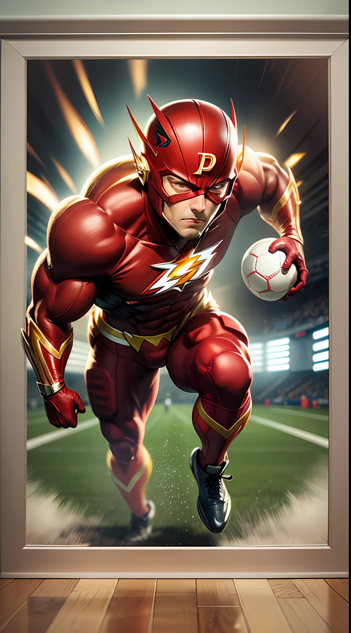 superhero flash playing football