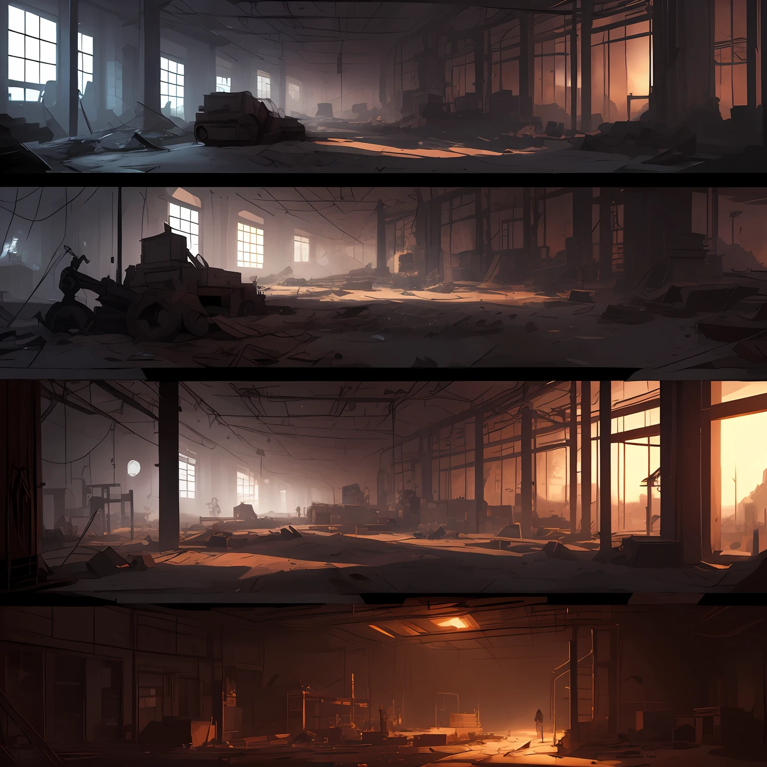 arafed image of a scene of a factory with a construction vehicle, dramatic lighting. concept art, inspired by senior environment artist, fps game concept art, inspired by Ismail Inceoglu, environment and concept art, concept art scene, james gurney cinematic lighting, epic cinematic concept art, cinematic lighting color scheme, cinematic industrial lighting, visual development, cinematic environment