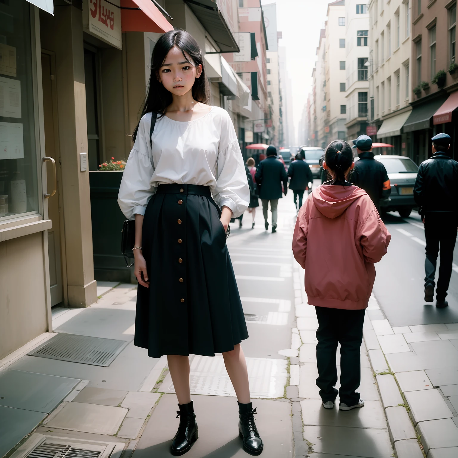 In 1996,A girl forced to stand on the street
