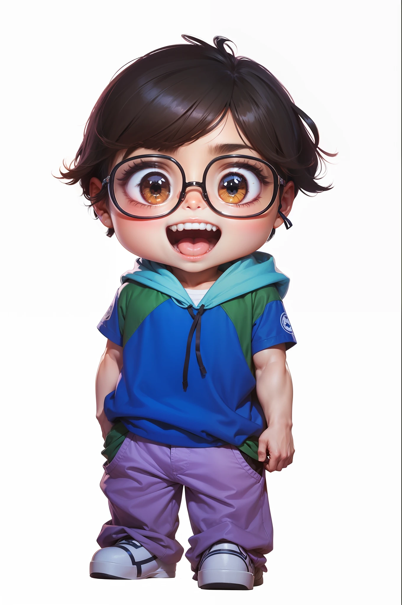 Personagem estilo anime donghua, desenho digital, obra prima, cores vibrantes, menino meigo, sorridente