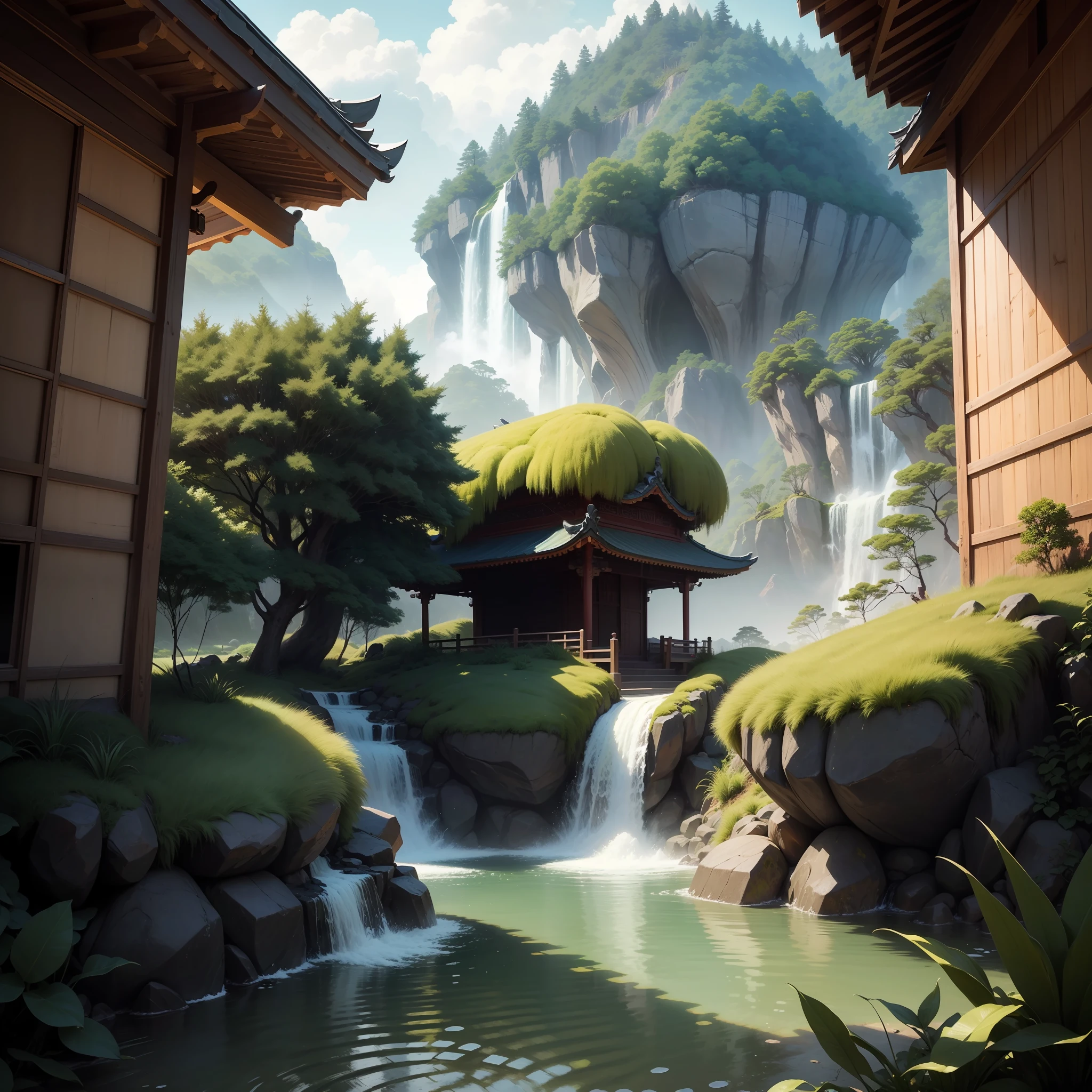 The mountains are not high，There is a name for immortals，The water is not deep，There are dragons and spirits。Si is the Burrow，Only Wu Dexin。Moss scars upper steps green，The grass is green。There is a great deal of laughter，There is no white Ding in the exchange。You can tune the piano，Read the Golden Sutra。Messy ears without silk bamboo，There is no case for work。Nanyang Zhuge Lu，West Shuzi Cloud Pavilion。Confucius Cloud，What a ugly thing？ --auto