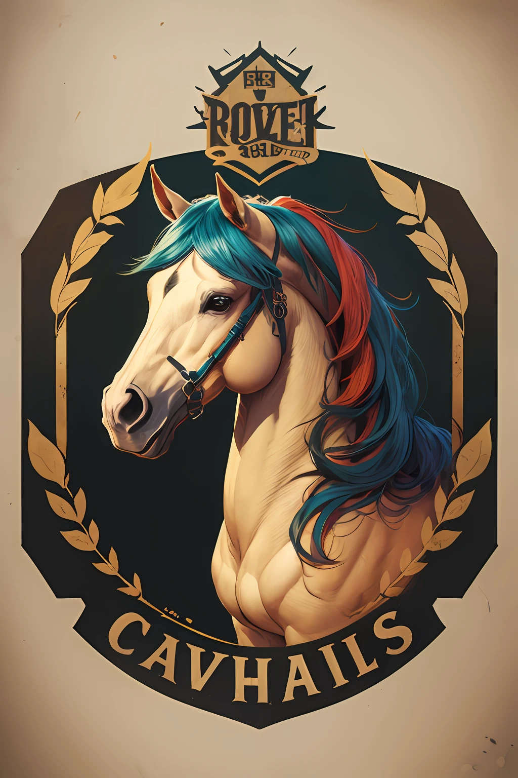 Logotipo de cavalo vetorial, silhuetas, vetorial, cores escuras, Rock and roll