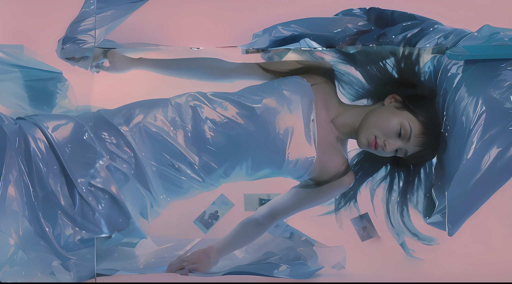 Liu Yifei's face，White transparent dress
