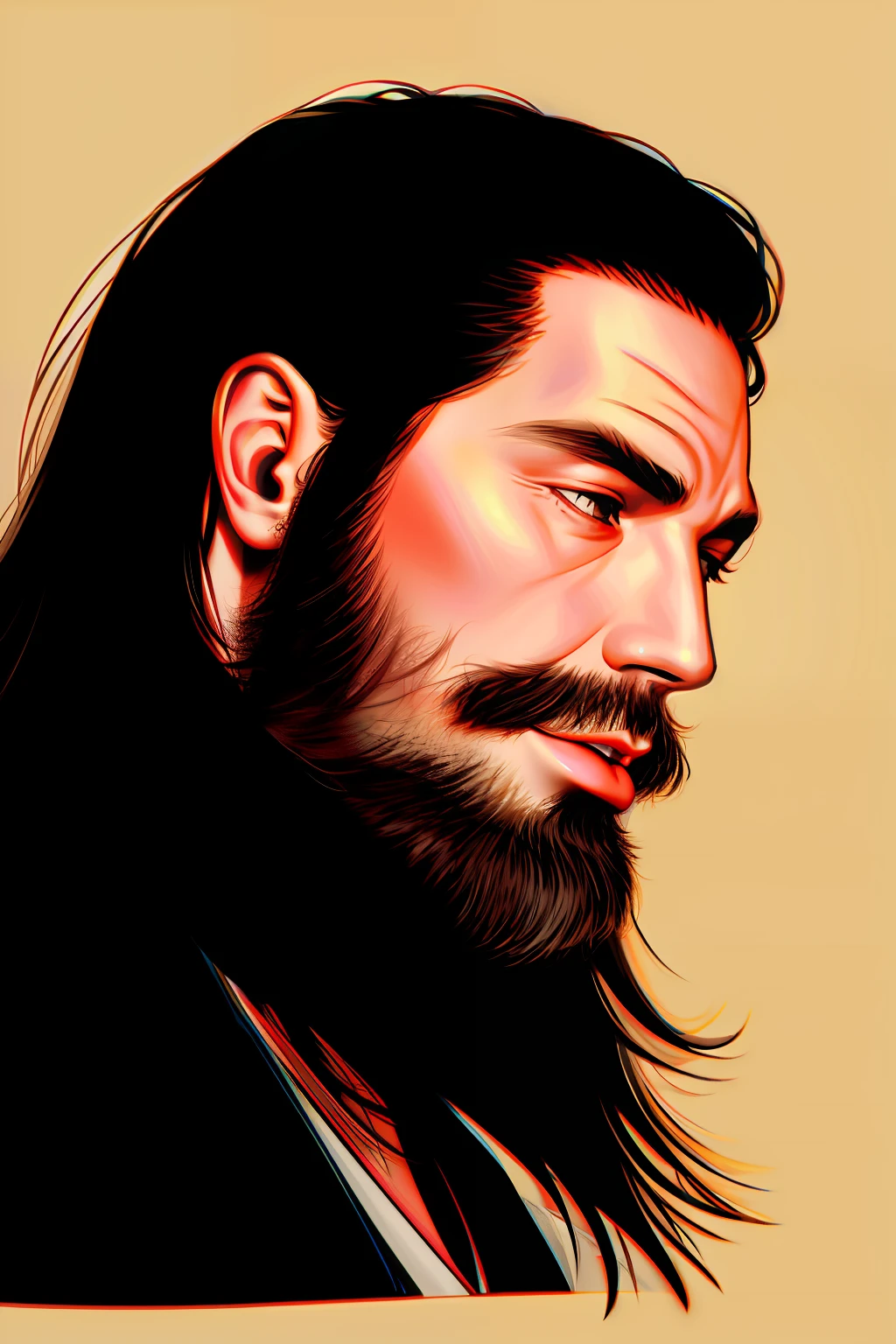 side view, bearded man -- v4