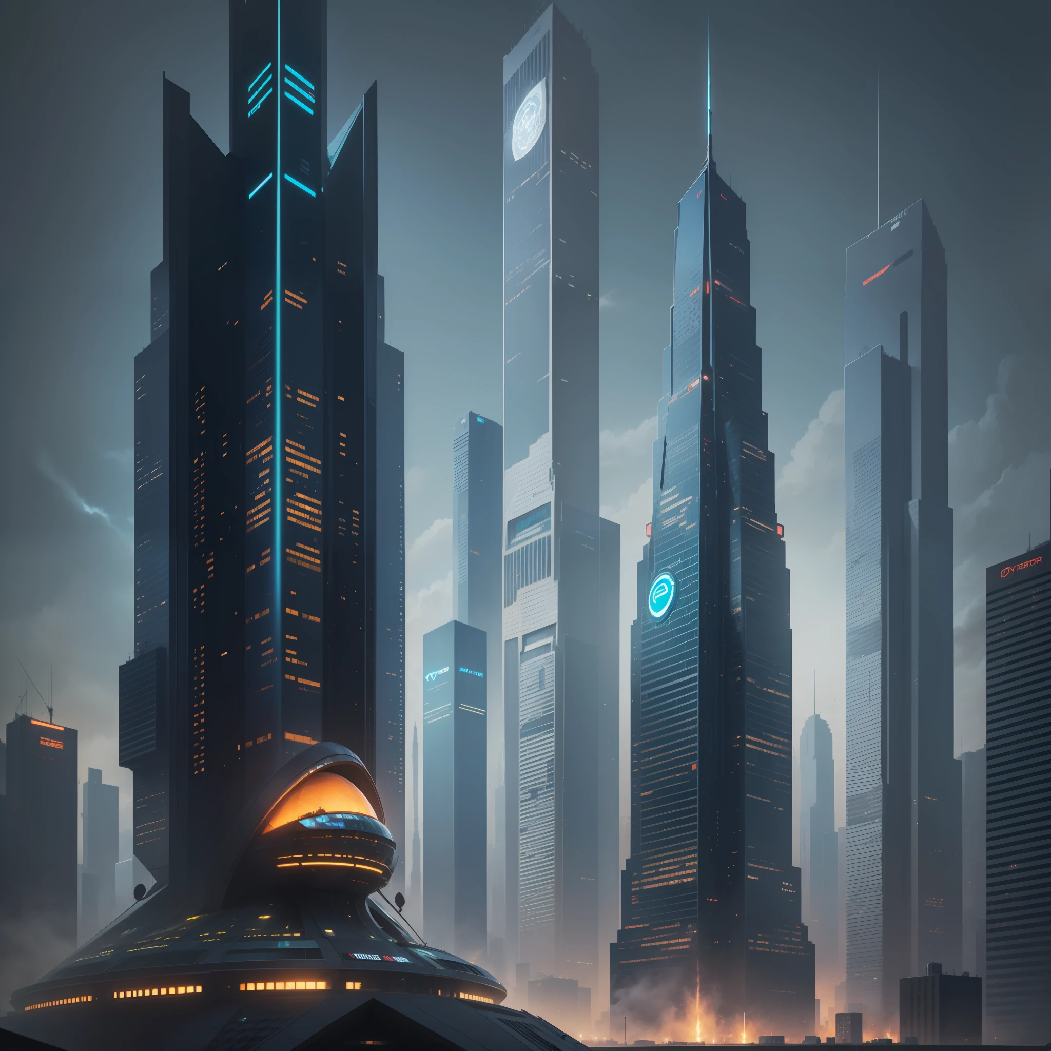 cyberpunked　epcot　Skyscrapers　SF City of the Future　top-quality　​masterpiece　超A high resolution　dream