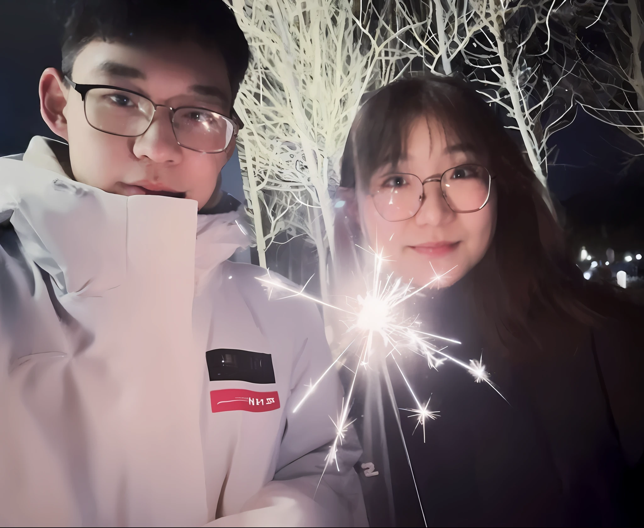 there are two people that are standing next to each other，Fireworks in hand, Profile picture, ✨🕌🌙, Profile image, personal profile picture, Happy couple, cute couple, 🚀🚀🚀, [ fireworks in the sky ]!!, Fireworks, nixeu and sakimichan, fire works, profile picture 1024px, couple, 2019 trending photo