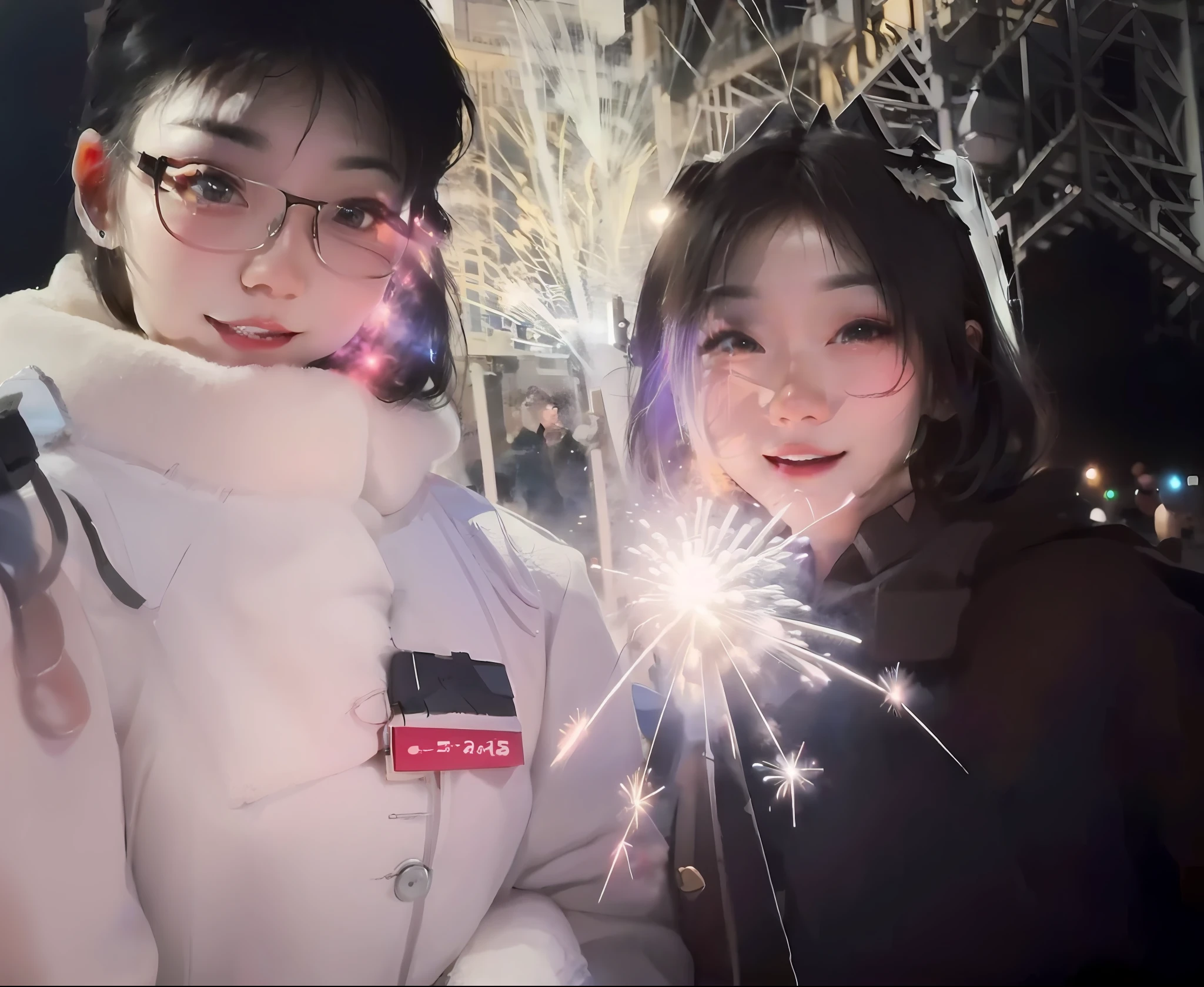 there are two people that are standing next to each other，Fireworks in hand, Profile picture, ✨🕌🌙, Profile image, personal profile picture, Happy couple, cute couple, 🚀🚀🚀, [ fireworks in the sky ]!!, Fireworks, nixeu and sakimichan, fire works, profile picture 1024px, couple, 2019 trending photo