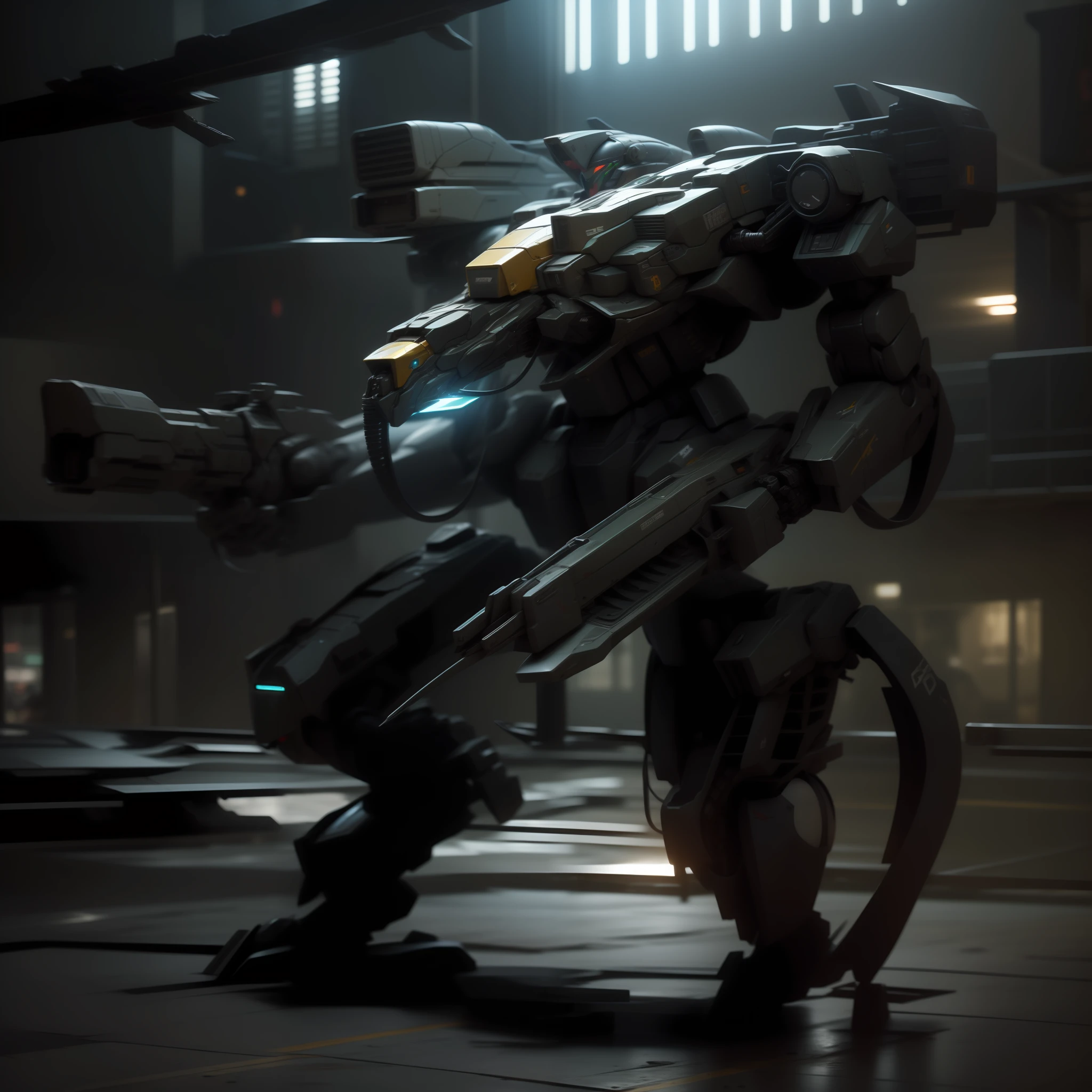 A large robot with a gun on its back standing in front of a building, Mega Mecha Humanoide, large robot, Pavio gigante, massive robot, metal gear Mecha | | |, Giant mecha robot, mech robot, giant robot mech, Mecha de corpo inteiro, Mech, robot huge machine, war robot, Mecha humanoide, tremendous mecha robot, military robot