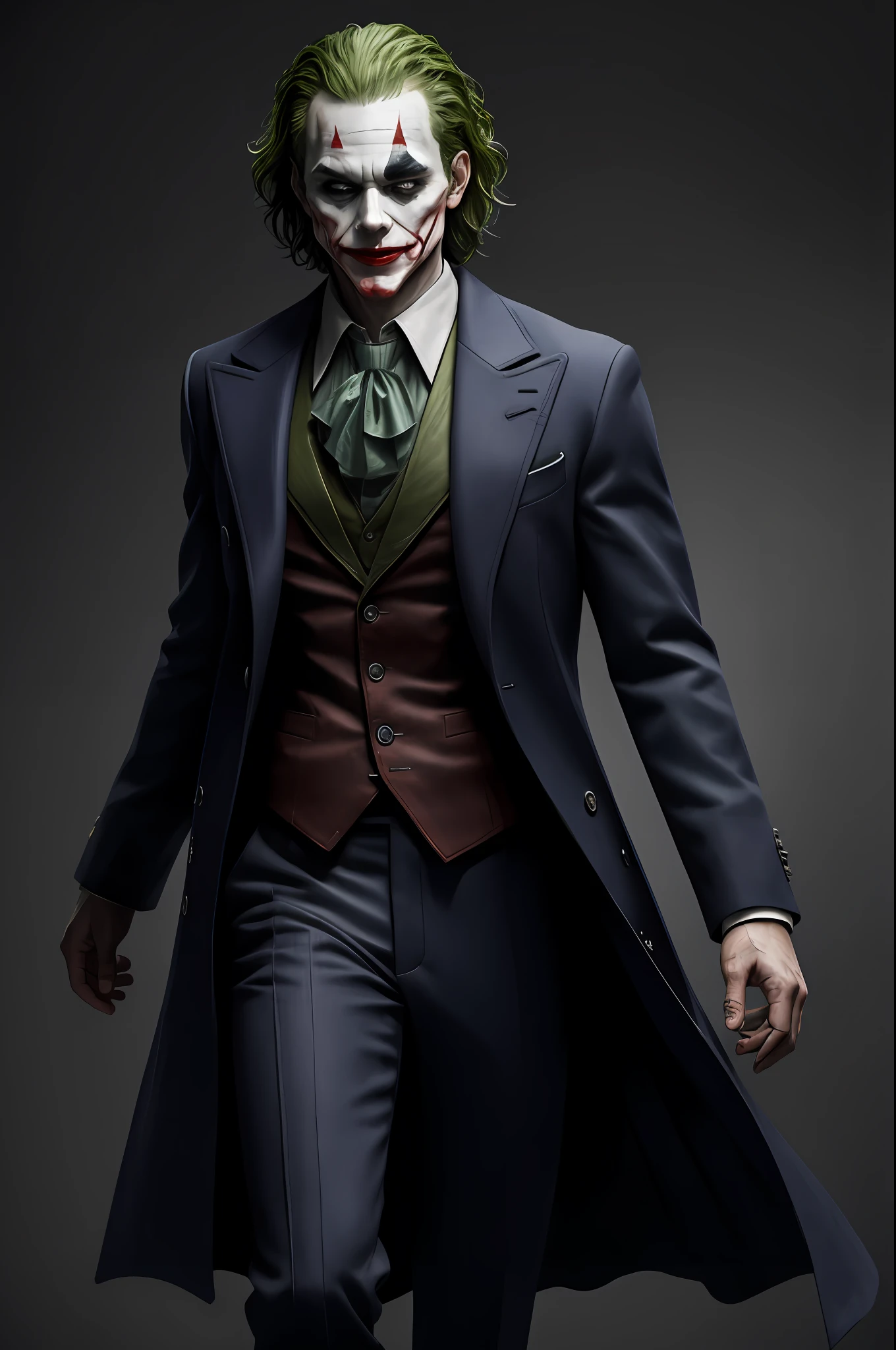 (8k, RAW photo, best quality, masterpiece:1.2), ultra detailed, official art, photo-realistic:1.37, upper body shot, DC Joker, film grain, action pose