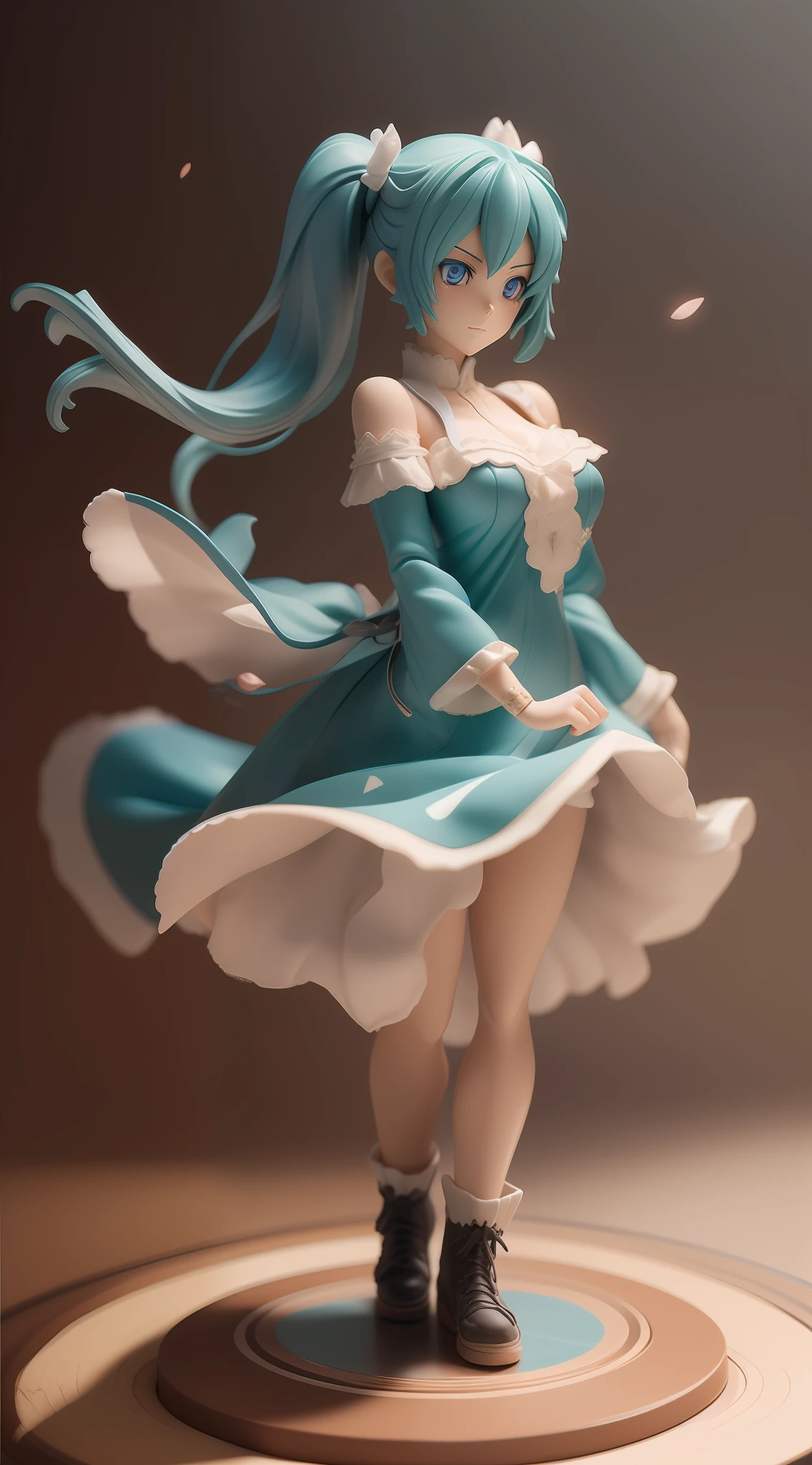 3d anime figurine, hands holding on to edge of the dress