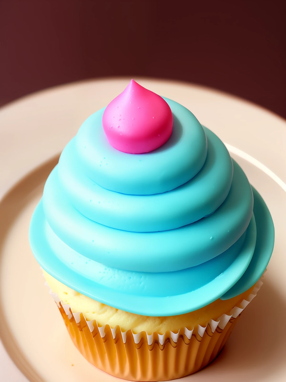 Cupcake with pink blue butercream on top