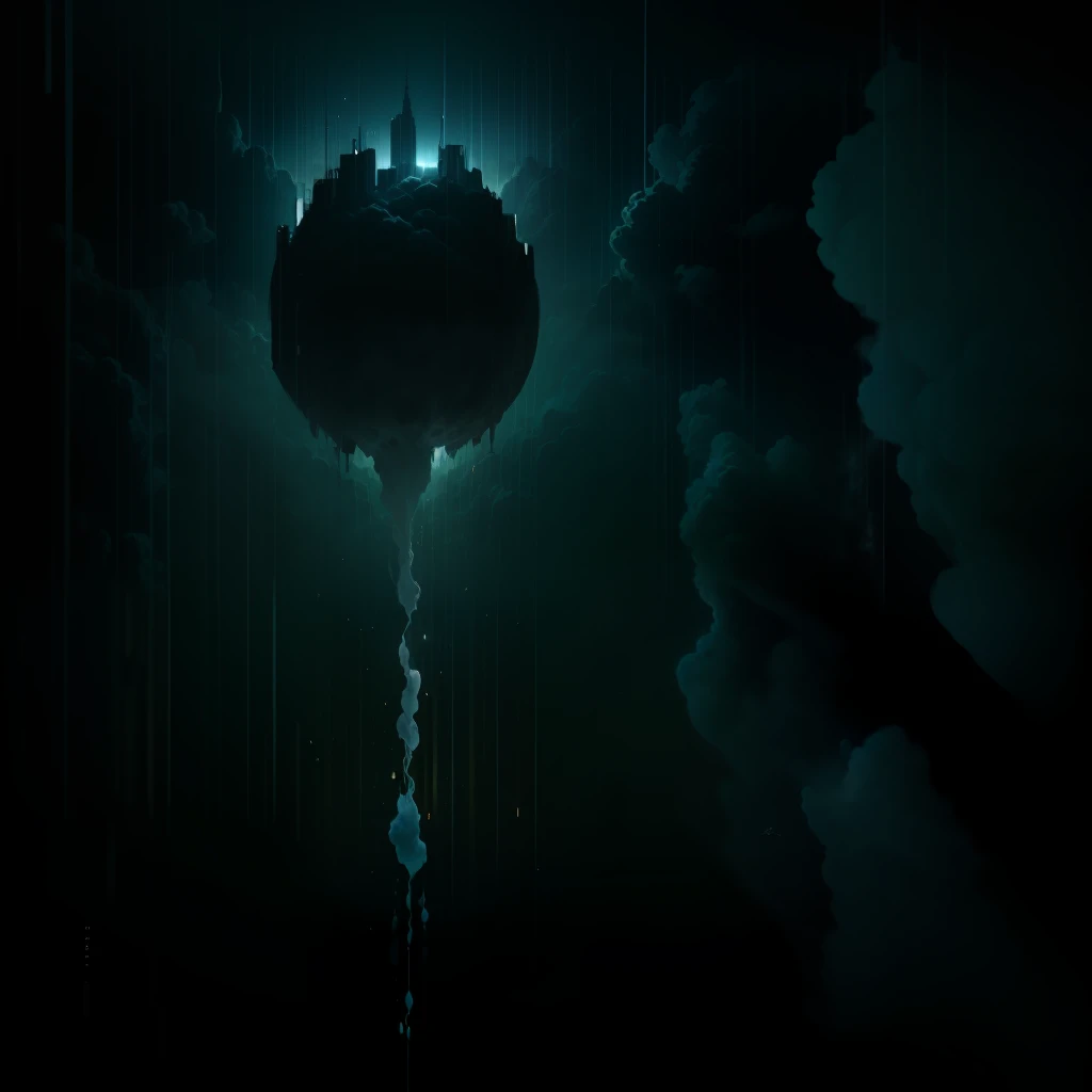 aerial view of sky falling in hyper realistic fashion