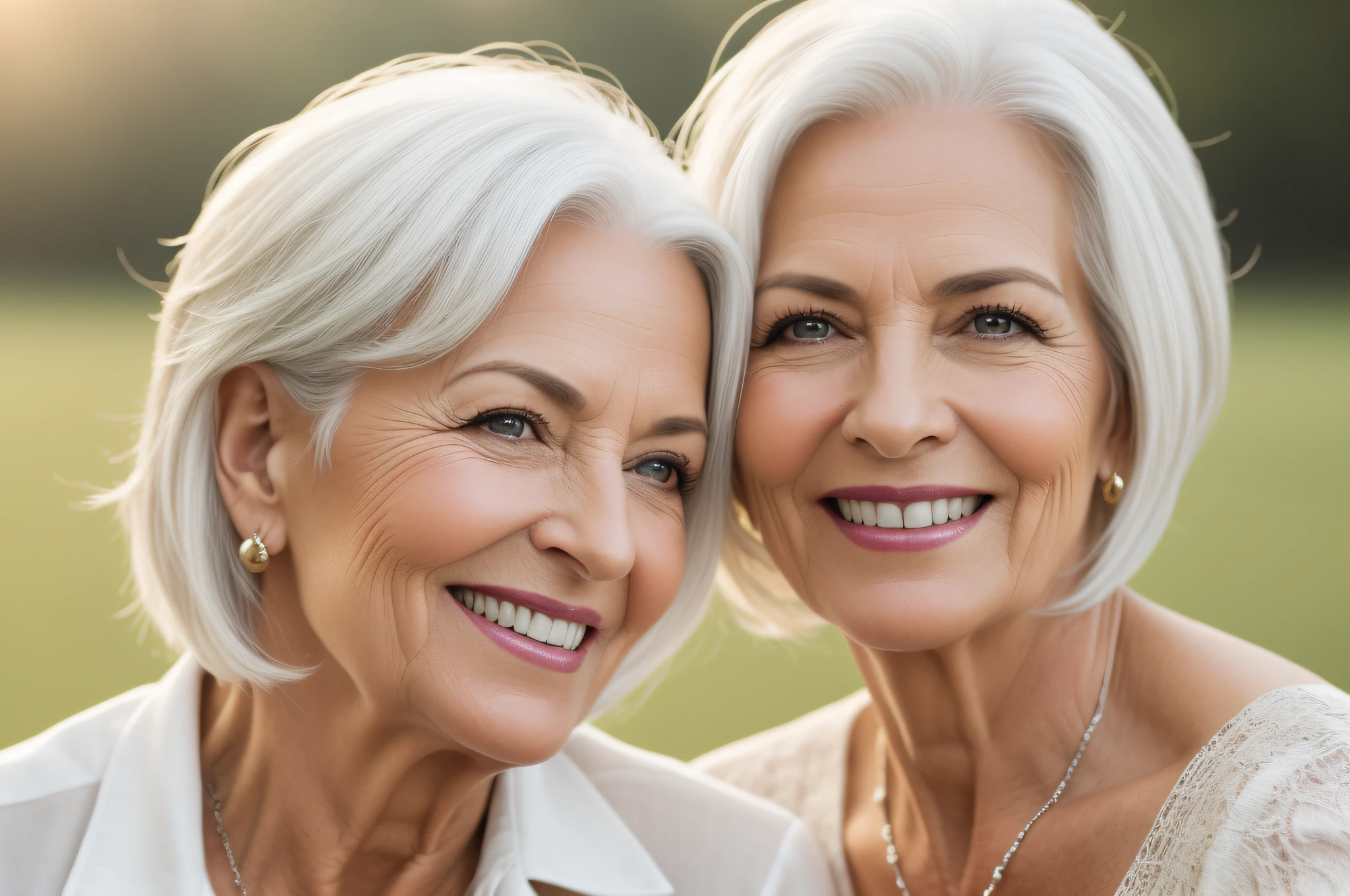 Capture the beauty and charm of a lovely 45-year-old woman with white hair, using the Nikon D850 camera and the Nikkor 24-70mm f/2.8E ED VR lens. Position yourself to capture a close-up portrait that highlights her radiant smile and the confidence that comes with age. Pay attention to the lighting, ensuring it enhances her features and brings out the natural shine of her hair. Capture the sparkle in her eyes and the warmth in her smile, showcasing her inner joy and self-assuredness. Focus on the details, such as the subtle lines and wrinkles that add character and depth to her face. By capturing this authentic and captivating moment, you will create an image that celebrates the beauty and grace that come with embracing one's age and exuding confidence at any stage of life.