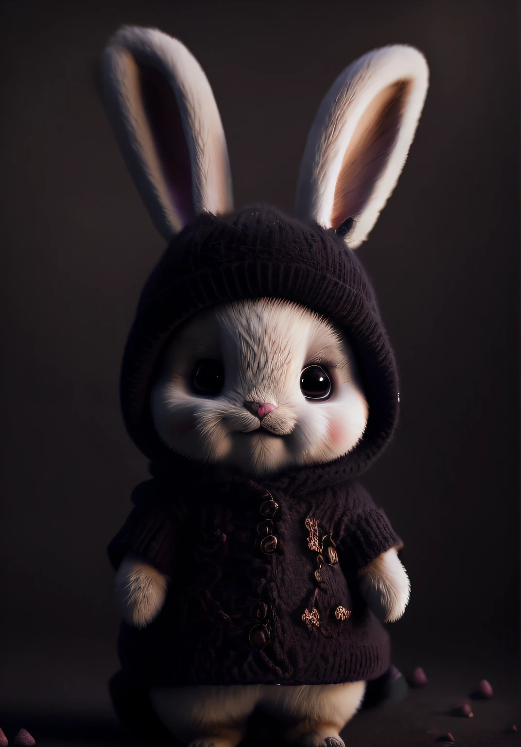 bunny, blur, bunny, flower, nature, no_humans, depth of field, to8contrast style, DARK_Glam, wearing DRK_Glam, deep shadows, (dark: 1.4)