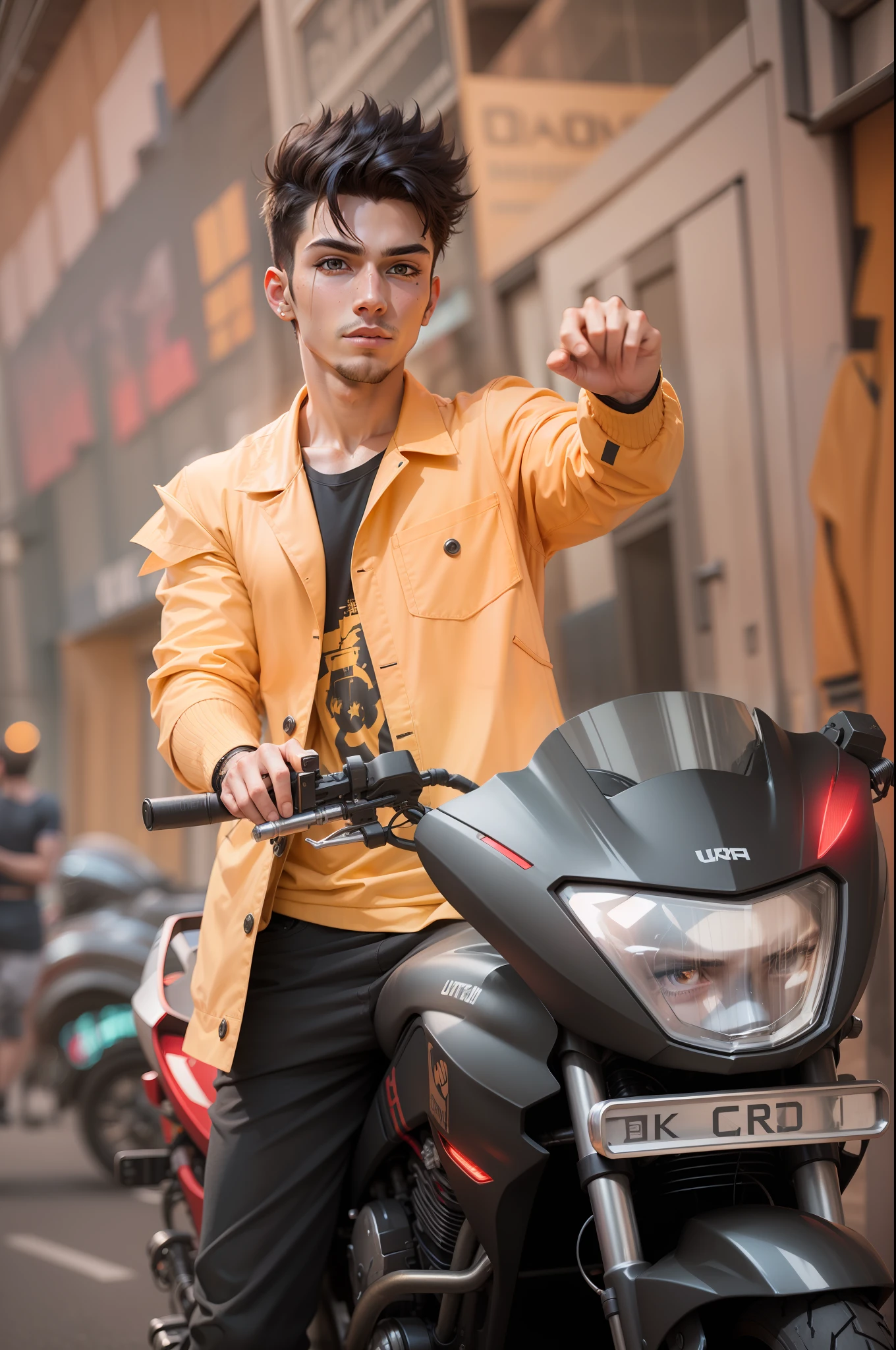 Background change cyberpunk handsome boy ultra realistic face