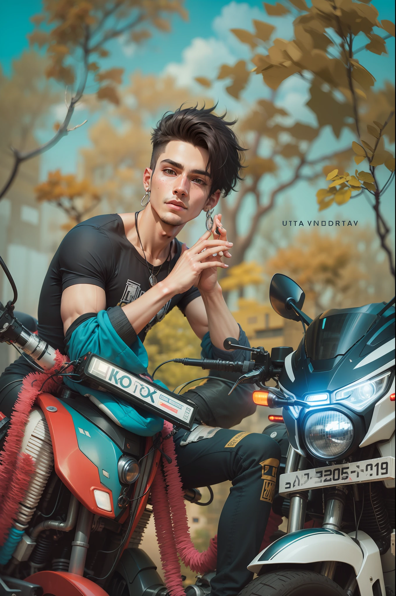 Background change cyberpunk handsome boy ultra realistic face