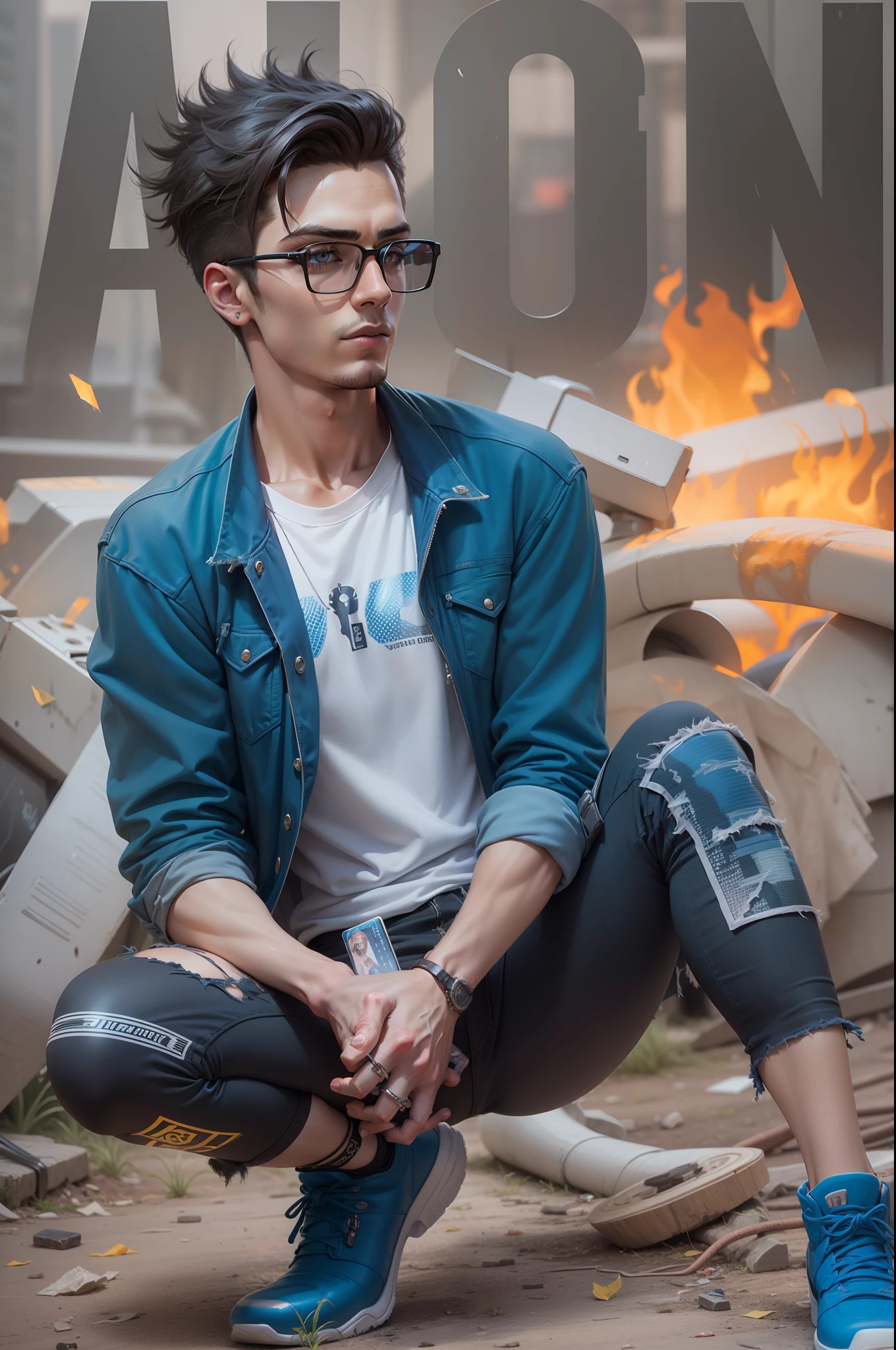 Background change cyberpunk handsome boy ultra realistic face