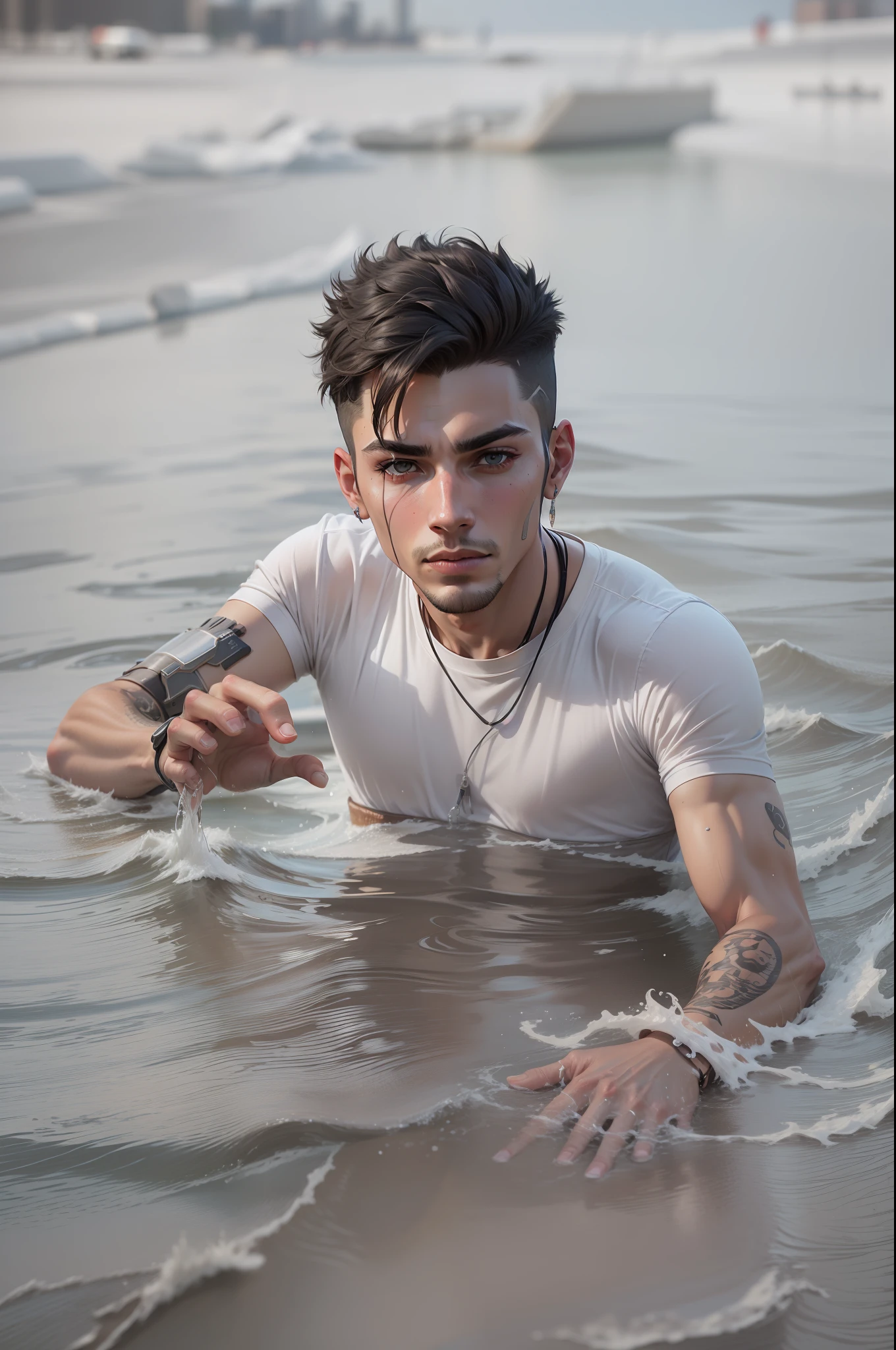 Background change cyberpunk handsome boy ultra realistic face