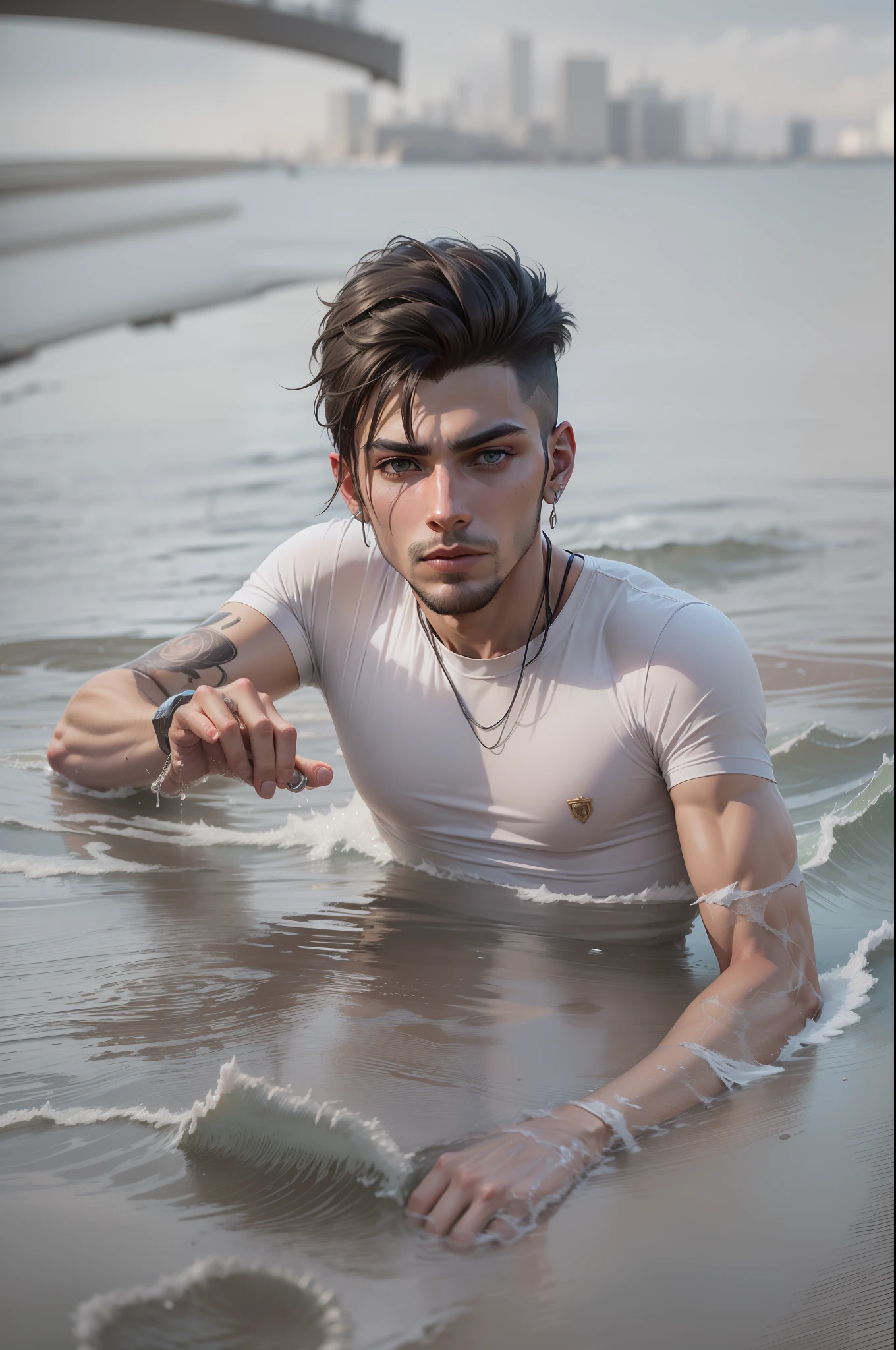 Background change cyberpunk handsome boy ultra realistic face