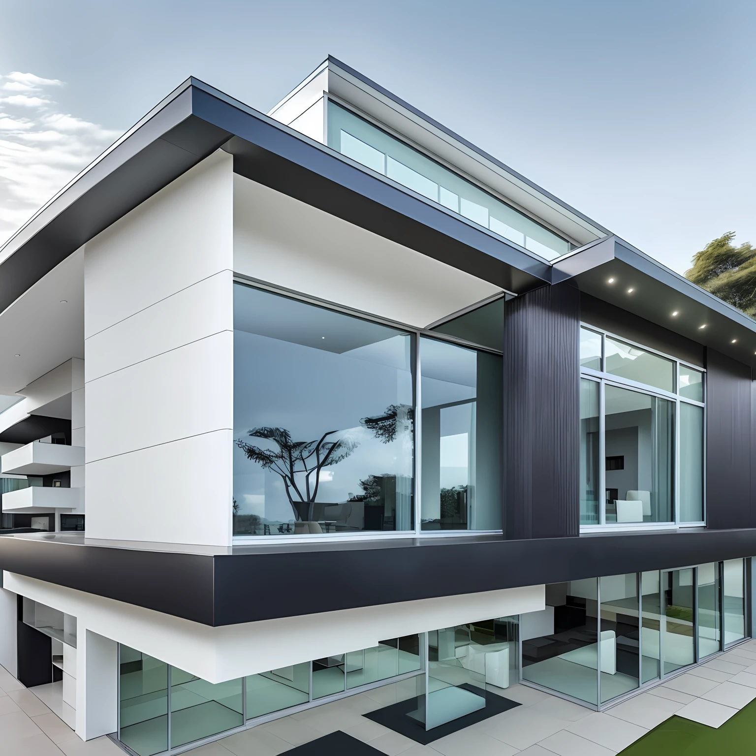 Commercial buildings,Geometric distortion,Stone and glass mixed,Three layers,Need,tmasterpiece --auto