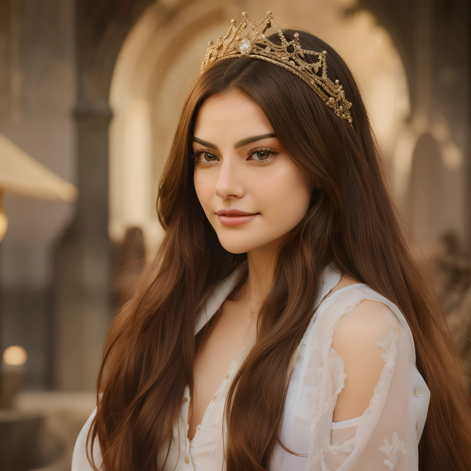 A closeup of a woman with long hair smiling for the camera, Maya Ali sorceress, very beautiful girl, beautiful beautiful, Maya Ali wind sorceress, Maya Ali Mage, Maya Ali sorceress, beautiful girl, she is about 1 s old, with cute - thin - face, Maya Ali, cute cute, actress, Yamy Yamy, in the 4k amusement park