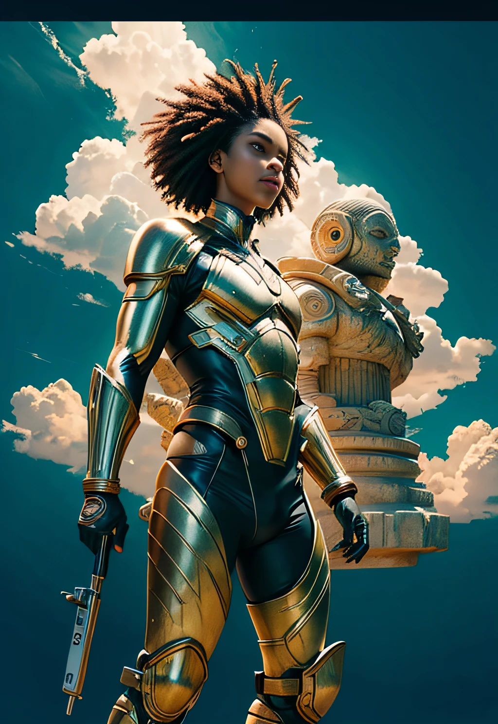 a close up of a man in a red and white outfit,(((Male))), (Man), Dark skin, Black man, red space suit, in a scifi movie, from a 2 0 1 9 sci fi 8 k movie, gold sci - fi armour, clothed in sci-fi military armor, textless, altered carbon series, afrofuturism style, sci fi, key art, afrofuturism, wakanda, Picture of the week, RAW, beautiful, (finely detailed skin), African skin, pilot, imechanical futuristic uniform, weapon in holster, glowing electrick Clouds in the background, lightning, extremely detailed,colorful,highest detailed, (dynamic pose), shiny skin, zentangle, flowers, abstract background,(masterpiece) (perfect proportion)(realistic photo)(best quality) (detailed) photographed on a Canon EOS R5, 50mm lens, F/2.8, HDR, (8k) (wallpaper) (cinematic lighting) (dramatic lighting) (sharp focus) (intricate)