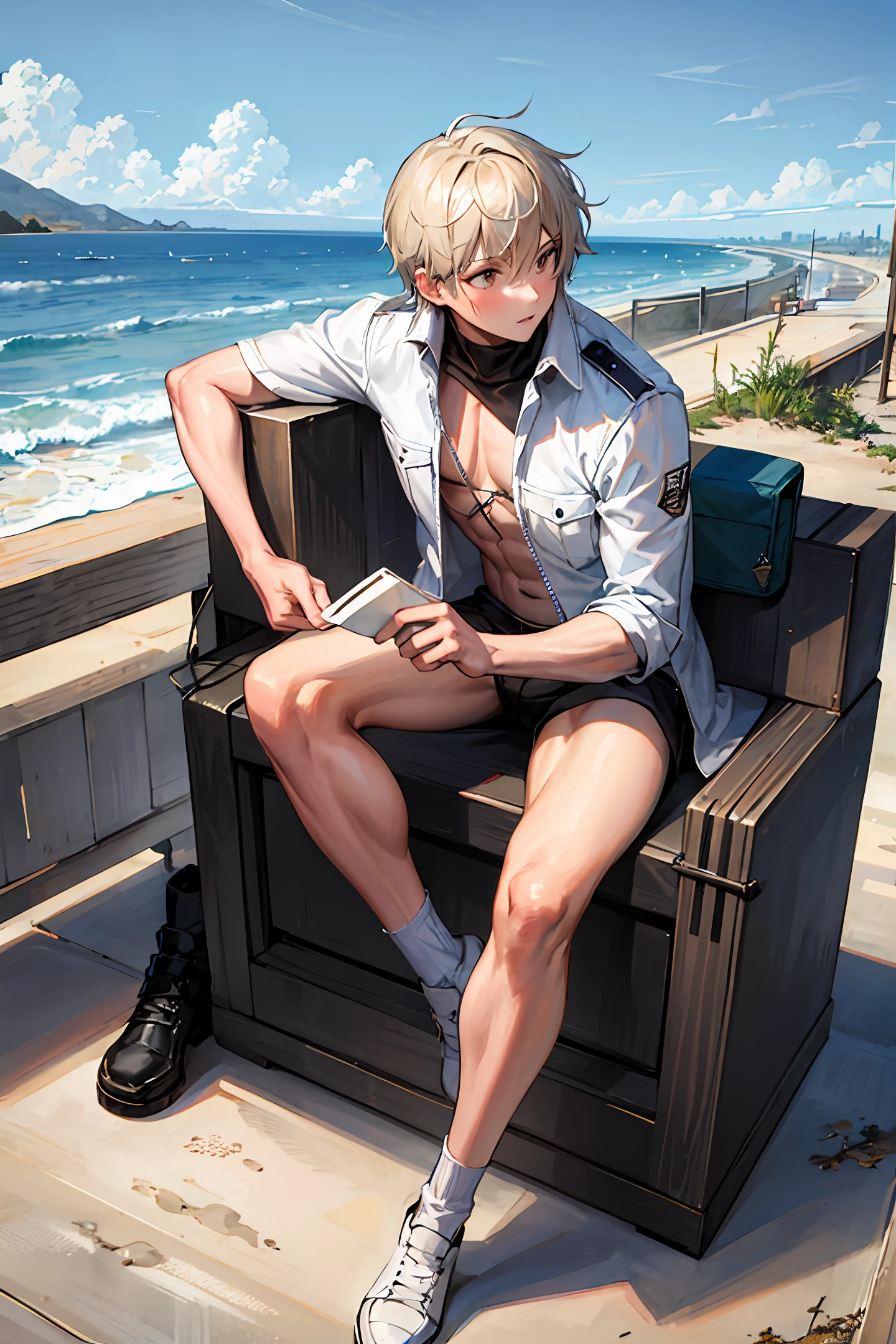 cool guy，Abs，whitestocking，small thighs，Handsome，