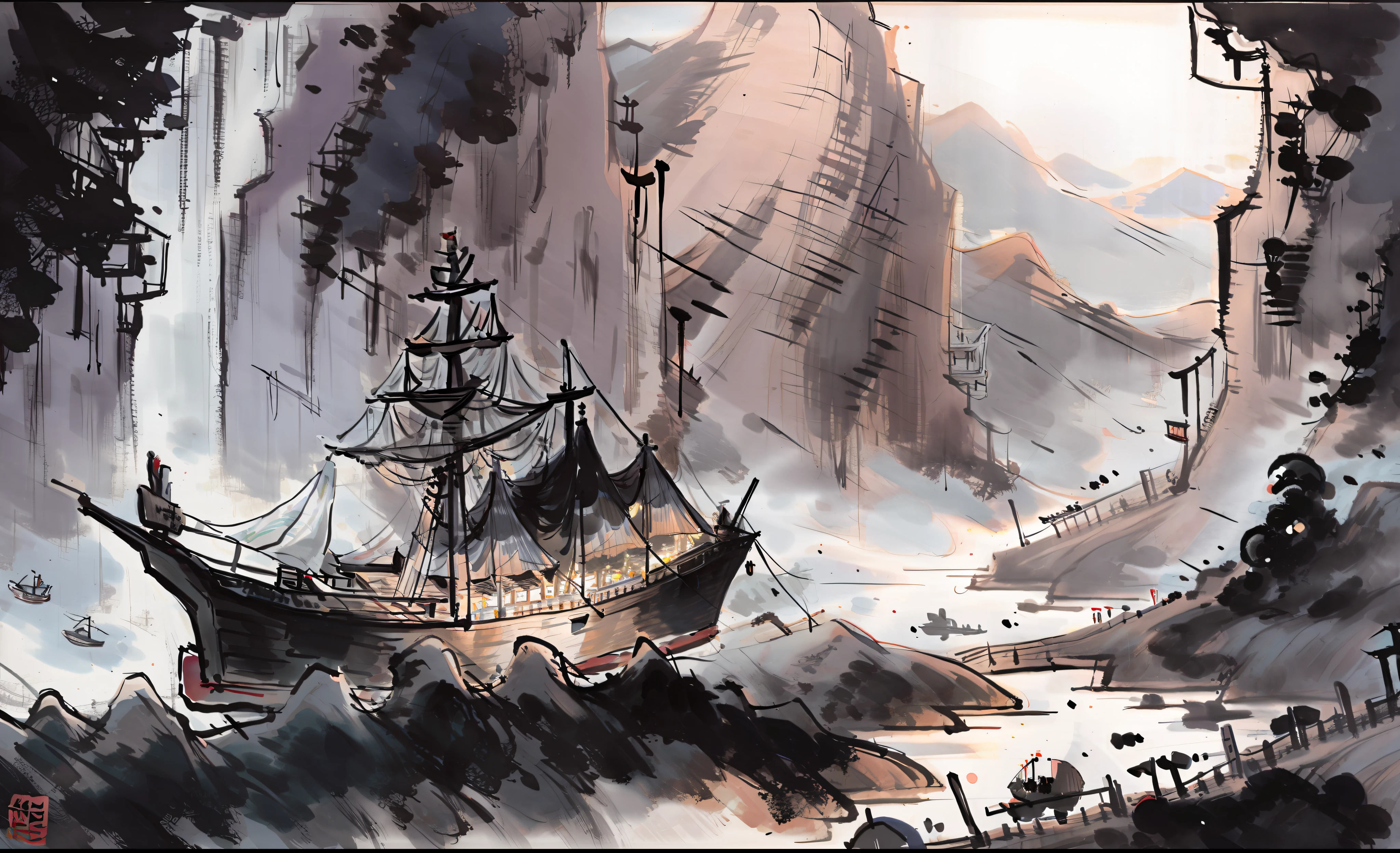 The apes on both sides of the strait could not stop crying,The light boat has crossed the Ten Thousand Heavy Mountains。