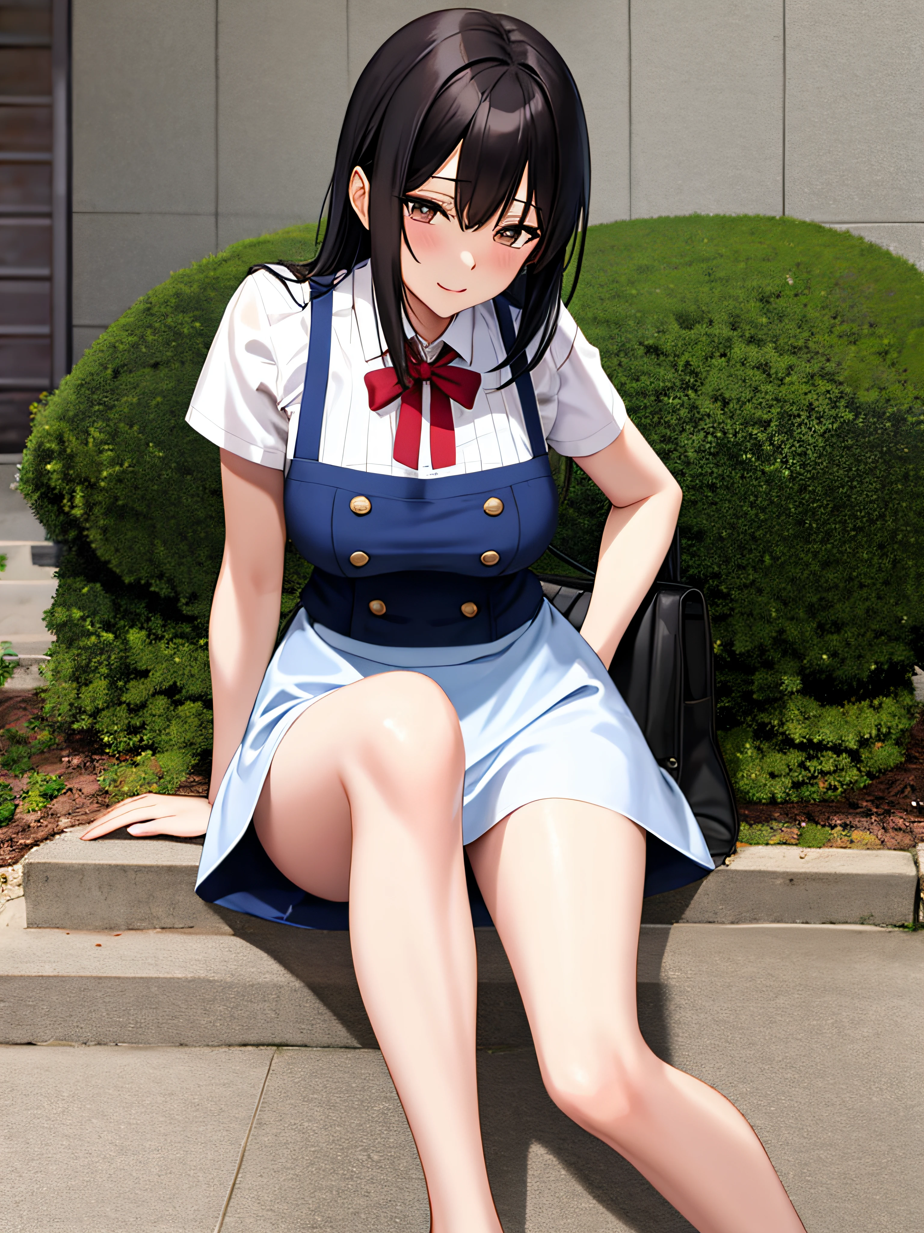 masutepiece,（masturbation）、Best Quality,ultra-detailliert,(A MILF:1.16),pinafore、mothers、独奏, A dark-haired, see the beholder,(de pele branca),