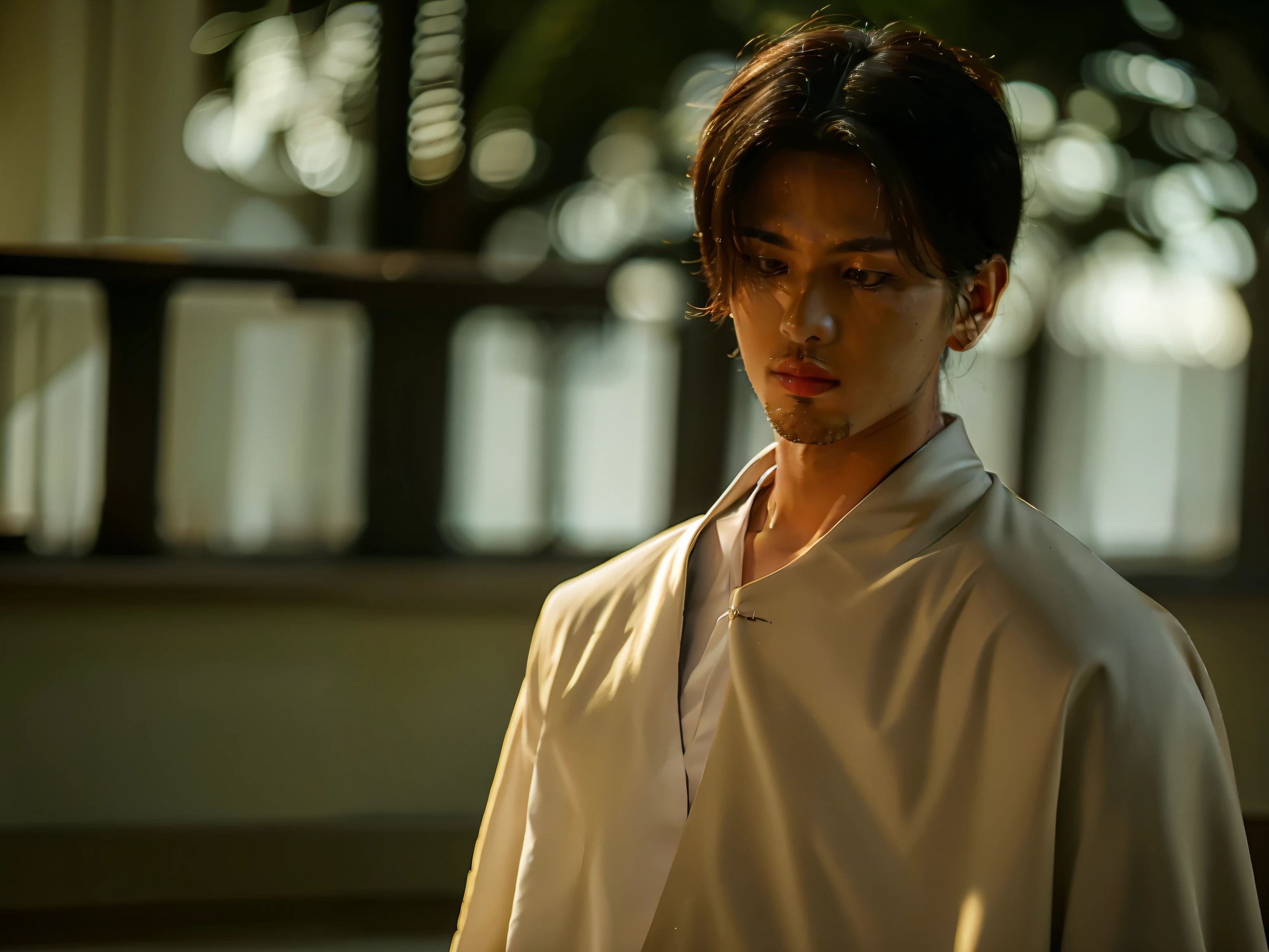 Arafat stood in front of the tree with his eyes closed, hyung tae, Shin Jinying, Cai Xukun, Inspired by Zhang Han, key still, inspired by jeonseok lee, hong june hyung, Kim Tae-joon, young wan angel, inspired by Huang Gongwang, inspired by Kim Myeong-guk, woo kim