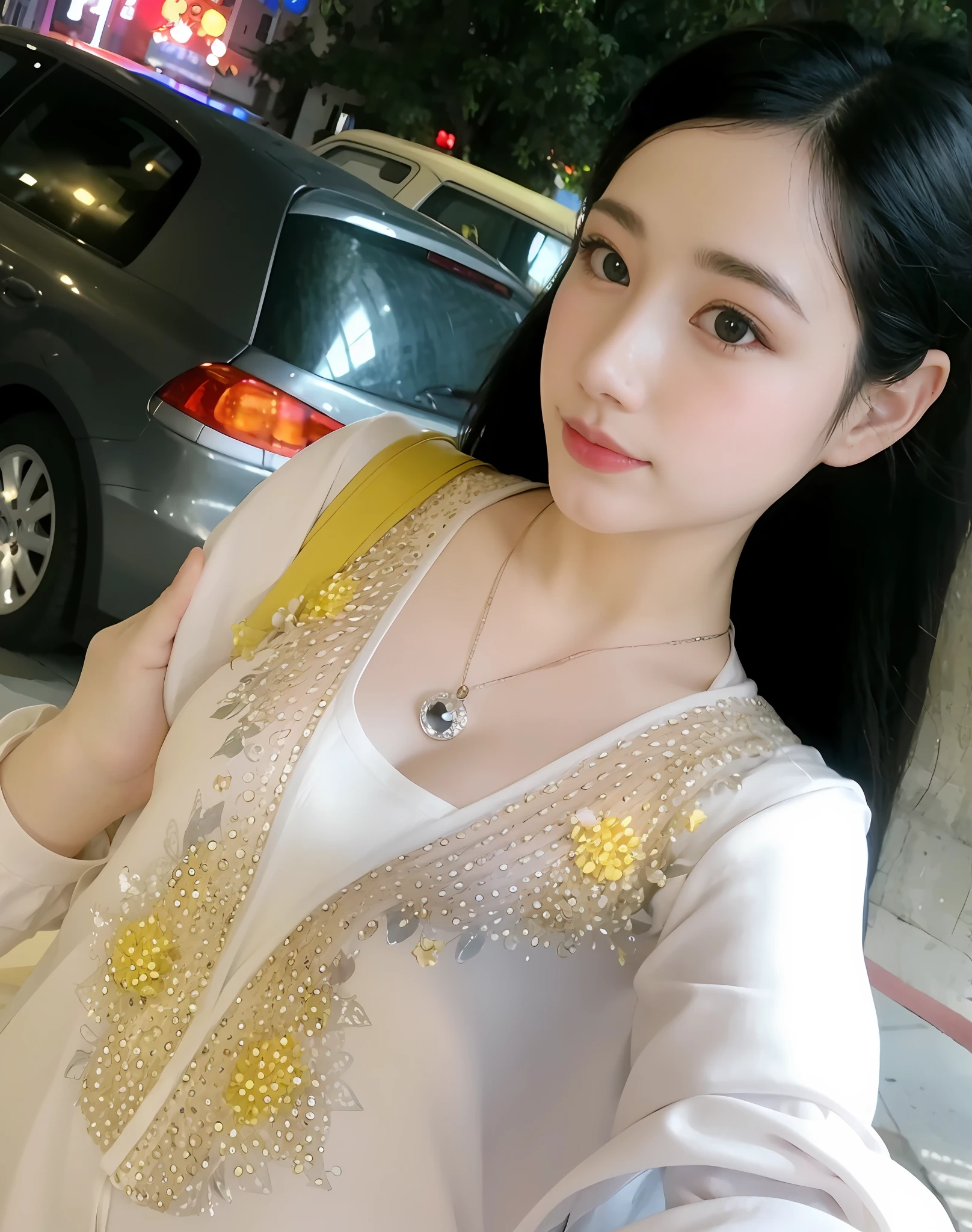 araffe woman in a white dress posing for a picture, xintong chen, dilraba dilmurat, wenfei ye, full-body xianxia, Chinese girl, ruan jia beautiful!, Yoshitomo Nara, 8k selfie photograph, chengyou liu, xision wu, Yun Ling, Beautiful image, 1 8 I