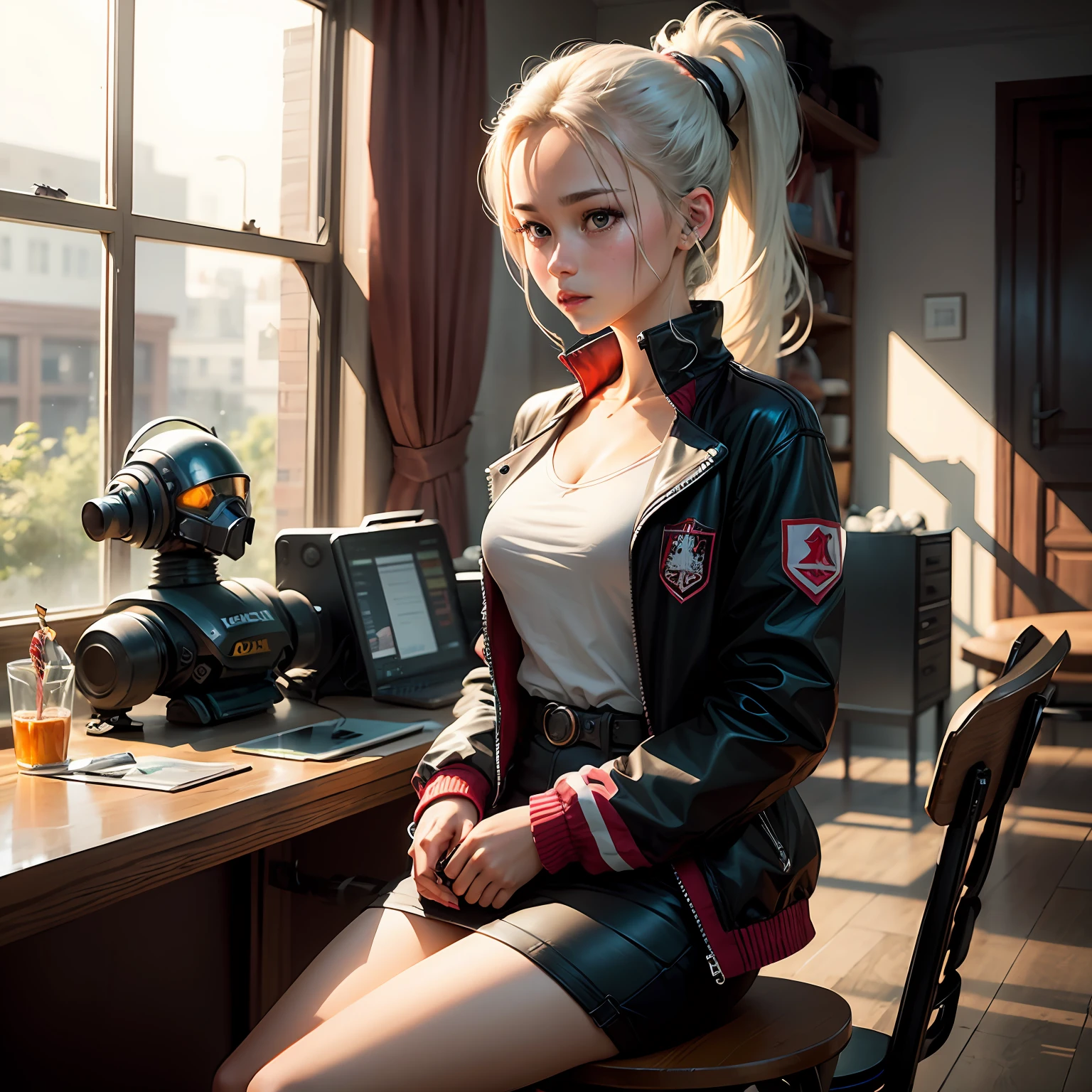 mechs,s girl,White ponytail hair --auto