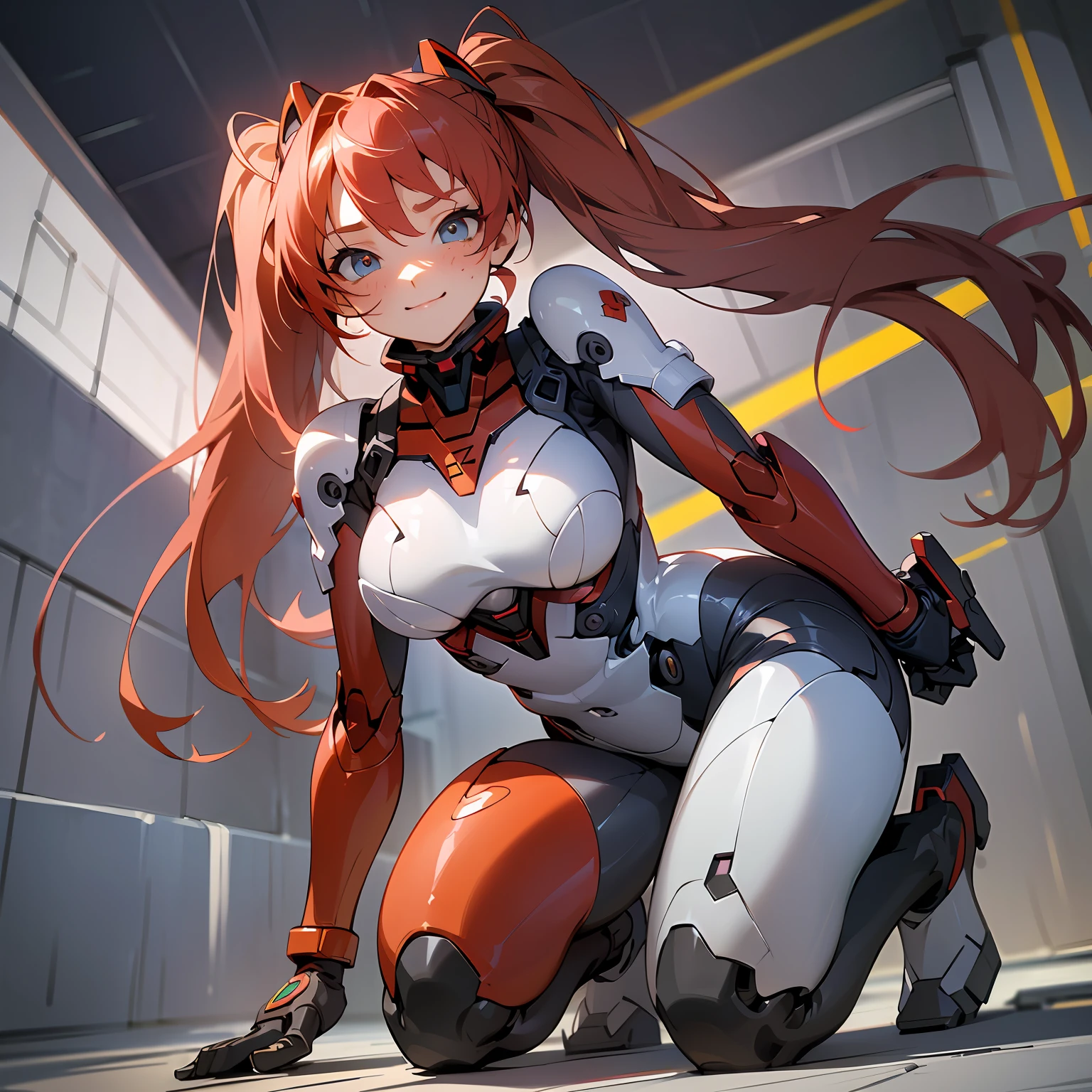 Photorealism, bautiful portrait, beautiful Asuka Langley Soryu in a scifi armor, in a futuristic city, Photorealism, anime girl, vampire, with red hair, red dress, blue eyes, glowing, flowerpunk, samuraipunk, iridescent, bioluminescent, tattoopunk, hyper - detailed vibrant cinematic raking light, stunning, subsurface scattering, ambient occlusion, chromatic aberration, 8k --auto