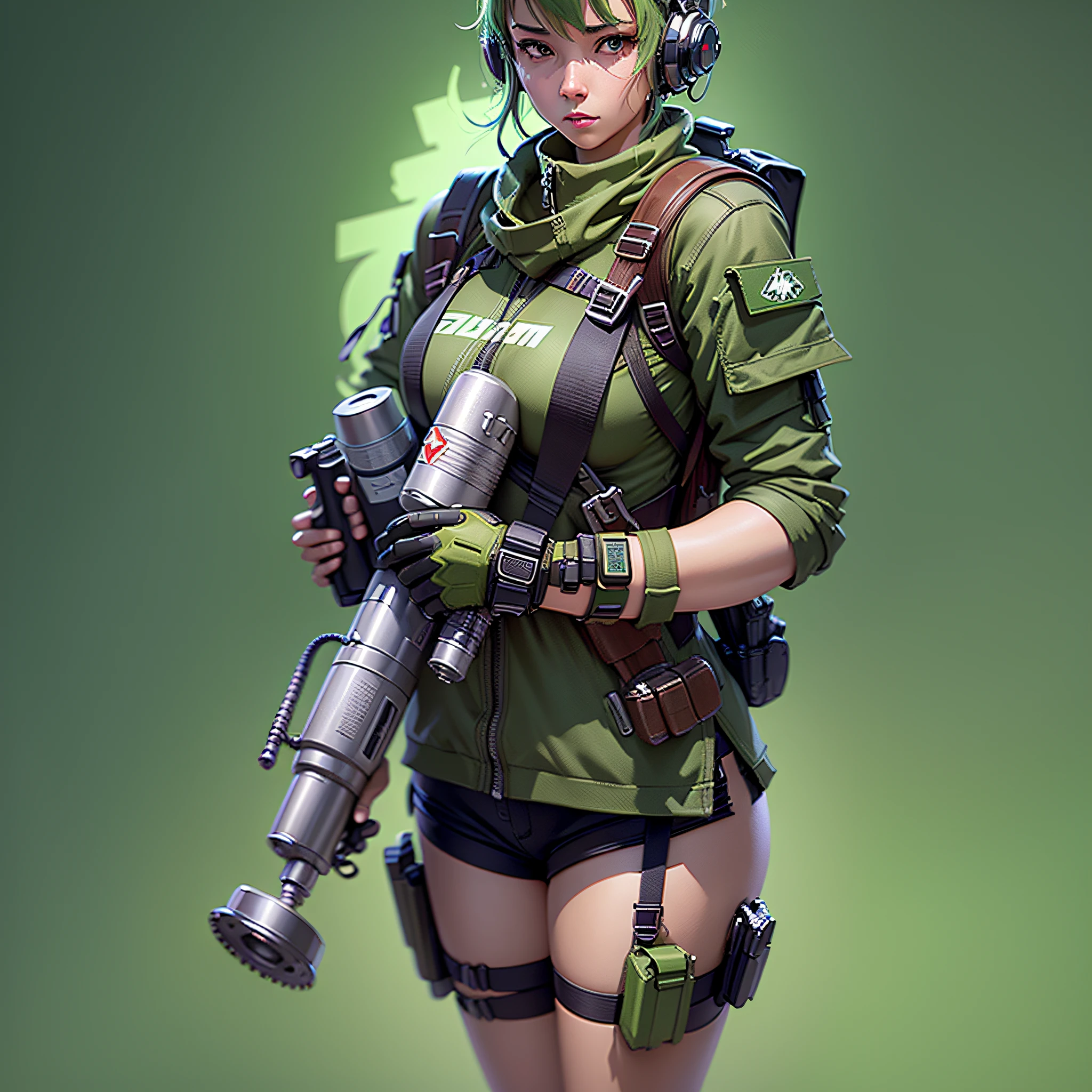 A closeup of a person with a gun and a hat, arte conceitual do metal slug, maple story gun girl, menina soldado mecanizado, menina da infantaria, toon render keyshot, 3 d render stylized, pele bronzeada, Arte do conceito de personagem 3D, explorador feminino mini menina bonito, Arte de personagem 3D, menina soldado, 3 d character render, Arte do jogo 3D --auto