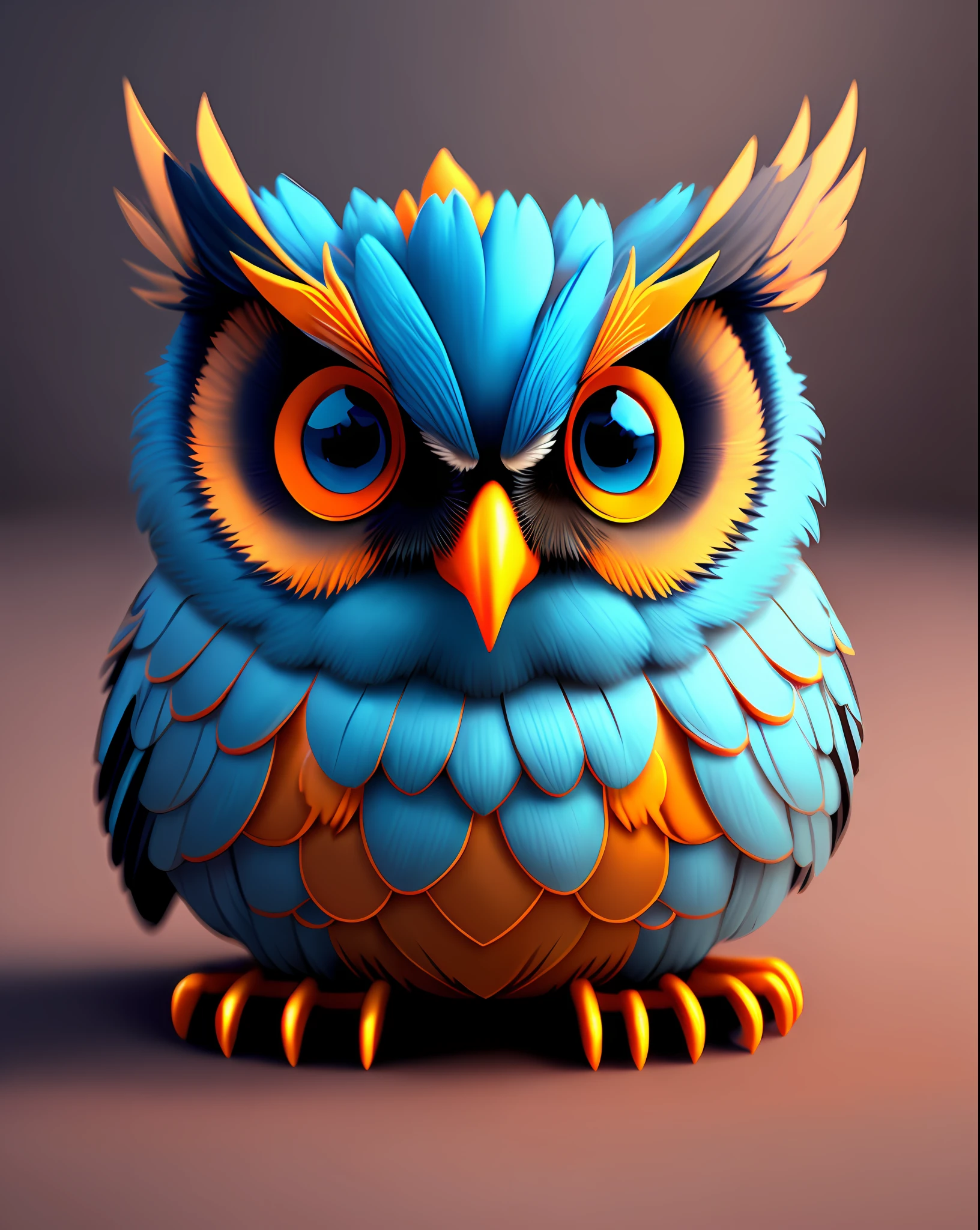 Digital drawing of blue eyes owl,unreal engine rendered + goddes,The is very detailed,beeple global illumination,Exquisite gorgeous jewelry,trending on cgisociety,Motion graphics,rossdraws global illumination,cgsociety,Dahlia on his head。