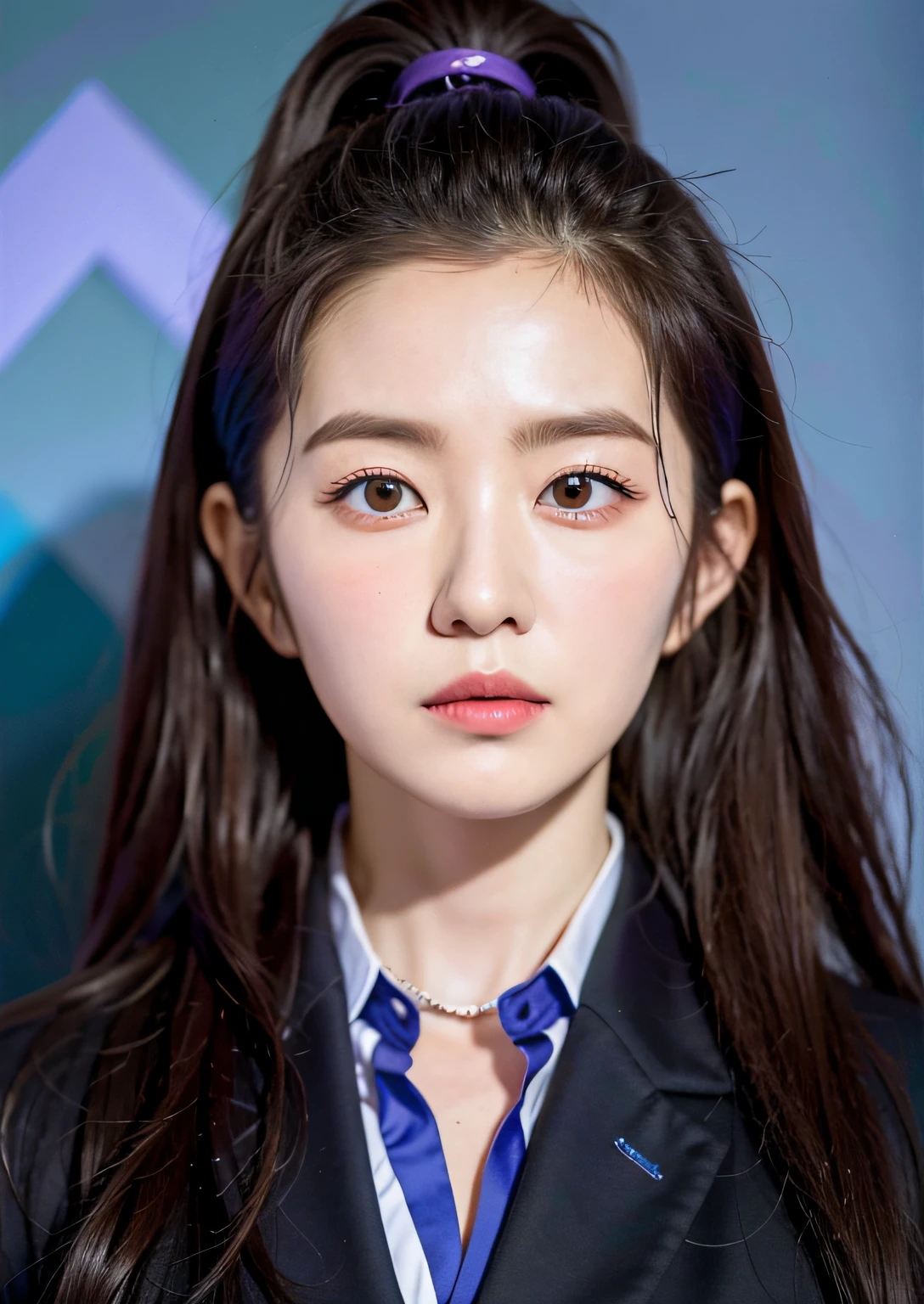 Arad woman,cabelos preto e longos,Blue jacket and purple tie, yanjun cheng, jaeyeon nam, xintong chen, xision wu, Yun Ling, Li Zixin, chengyou liu, Lee Ji-eun, lee ji eun, Zhang Wanting, Choi Hyun-hwa, headshot profile picture, wenfei ye