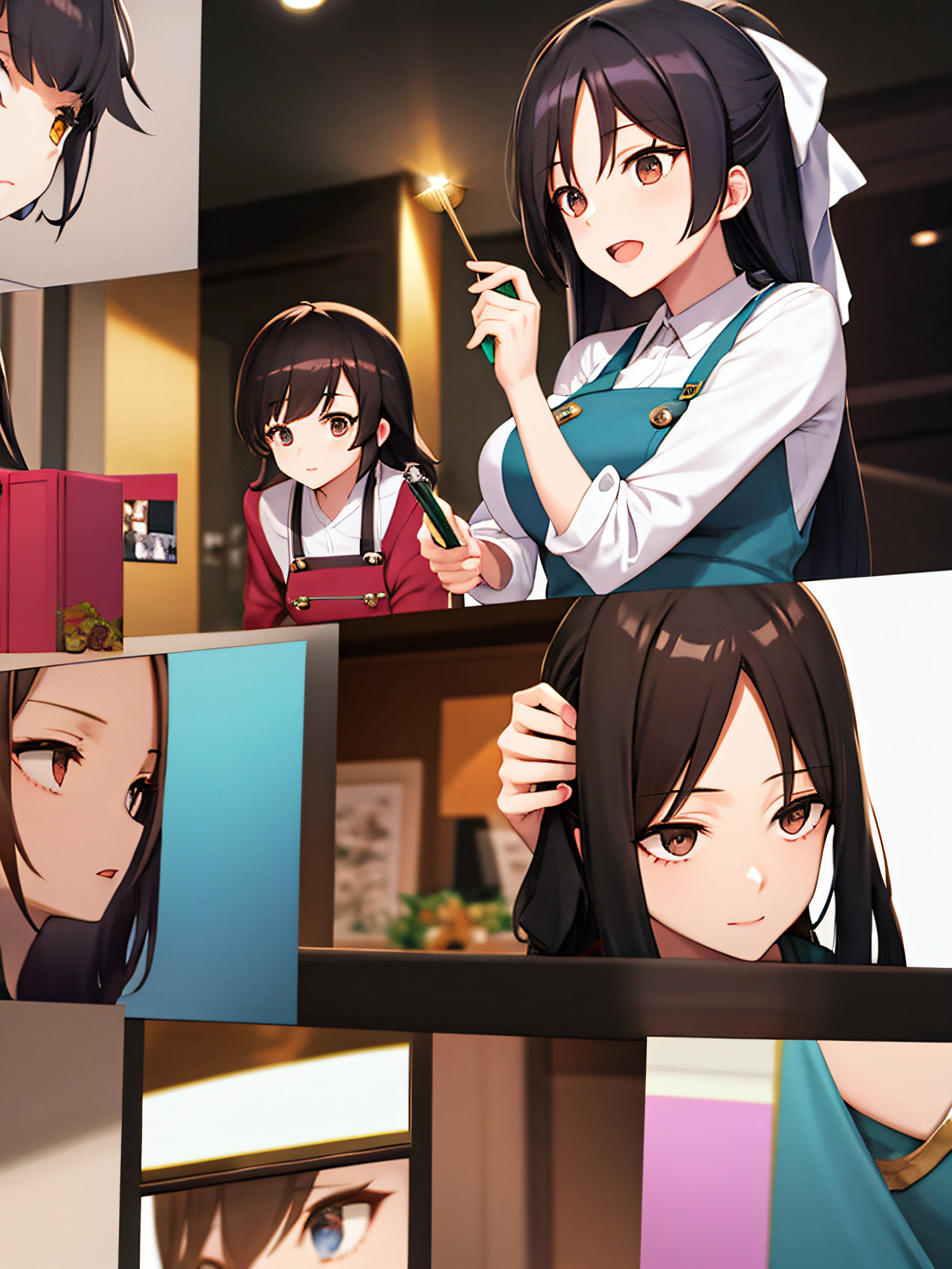 masutepiece,Best Quality,ultra-detailliert,(A MILF:1.16),pinafore、mothers、独奏, A dark-haired, see the beholder,(de pele branca),