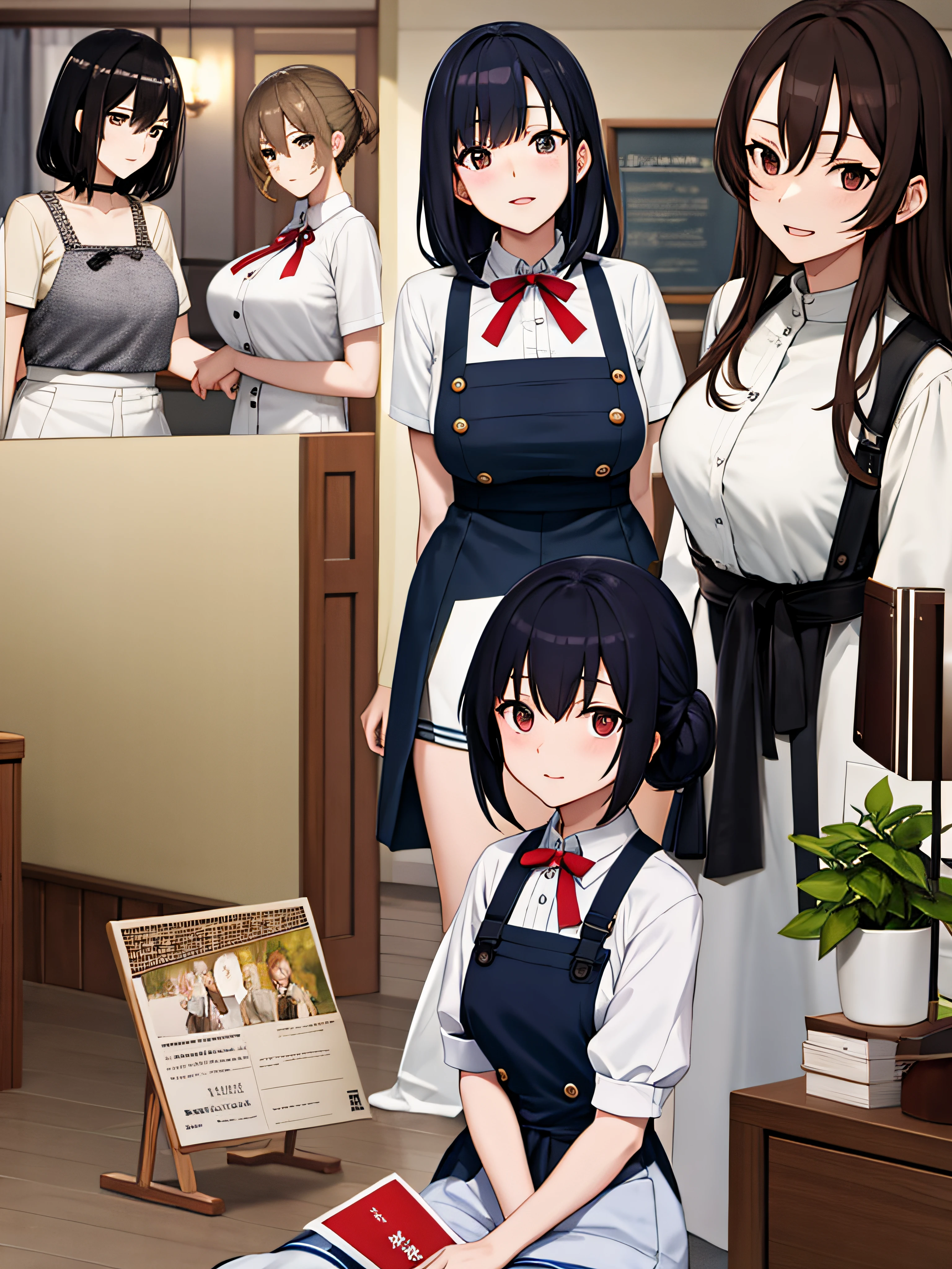 masutepiece,Best Quality,ultra-detailliert,(A MILF:1.16),pinafore、mothers、独奏, A dark-haired, see the beholder,(de pele branca),