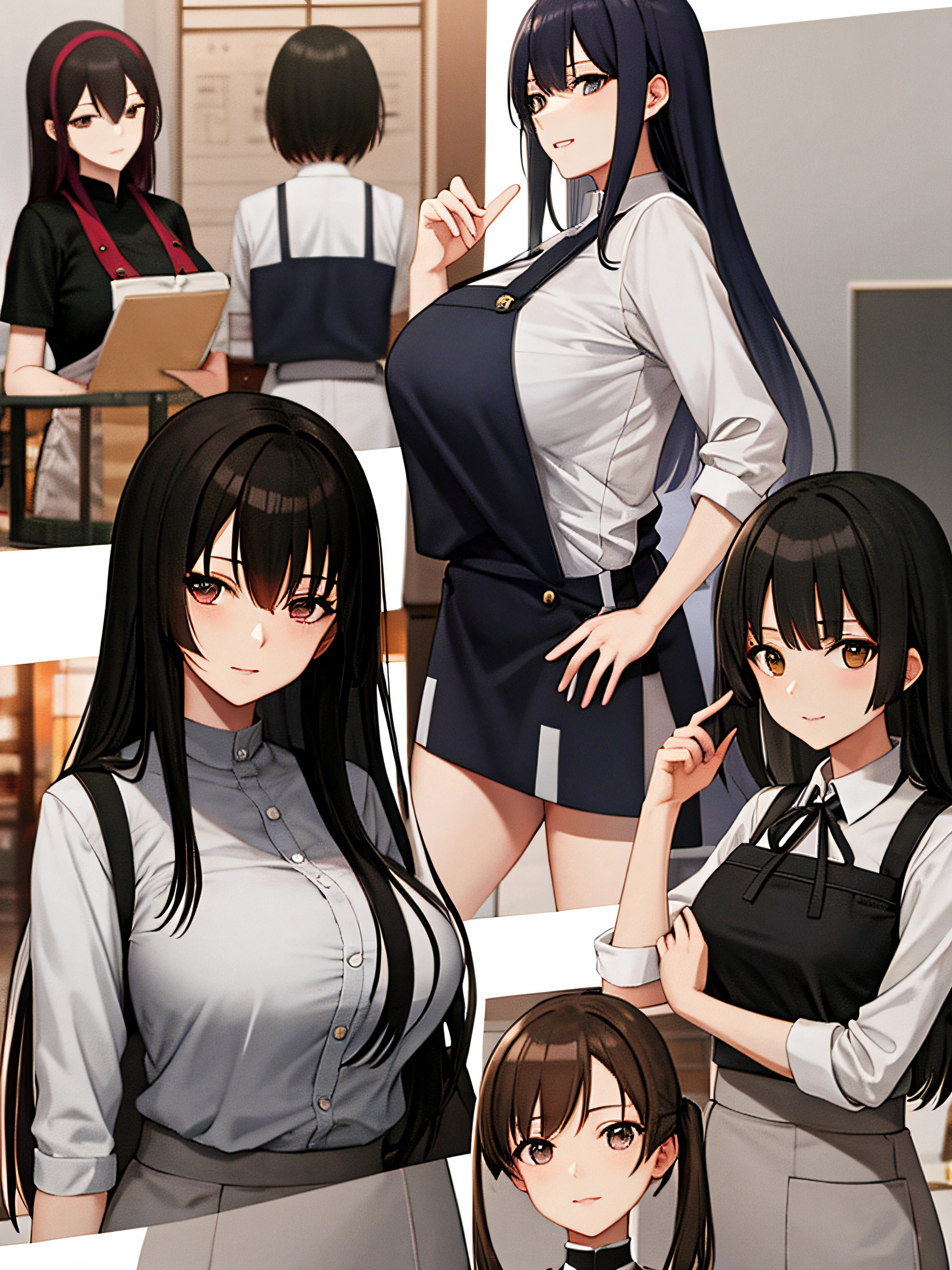 masutepiece,Best Quality,ultra-detailliert,(A MILF:1.16),pinafore、mothers、独奏, A dark-haired, see the beholder,(de pele branca),