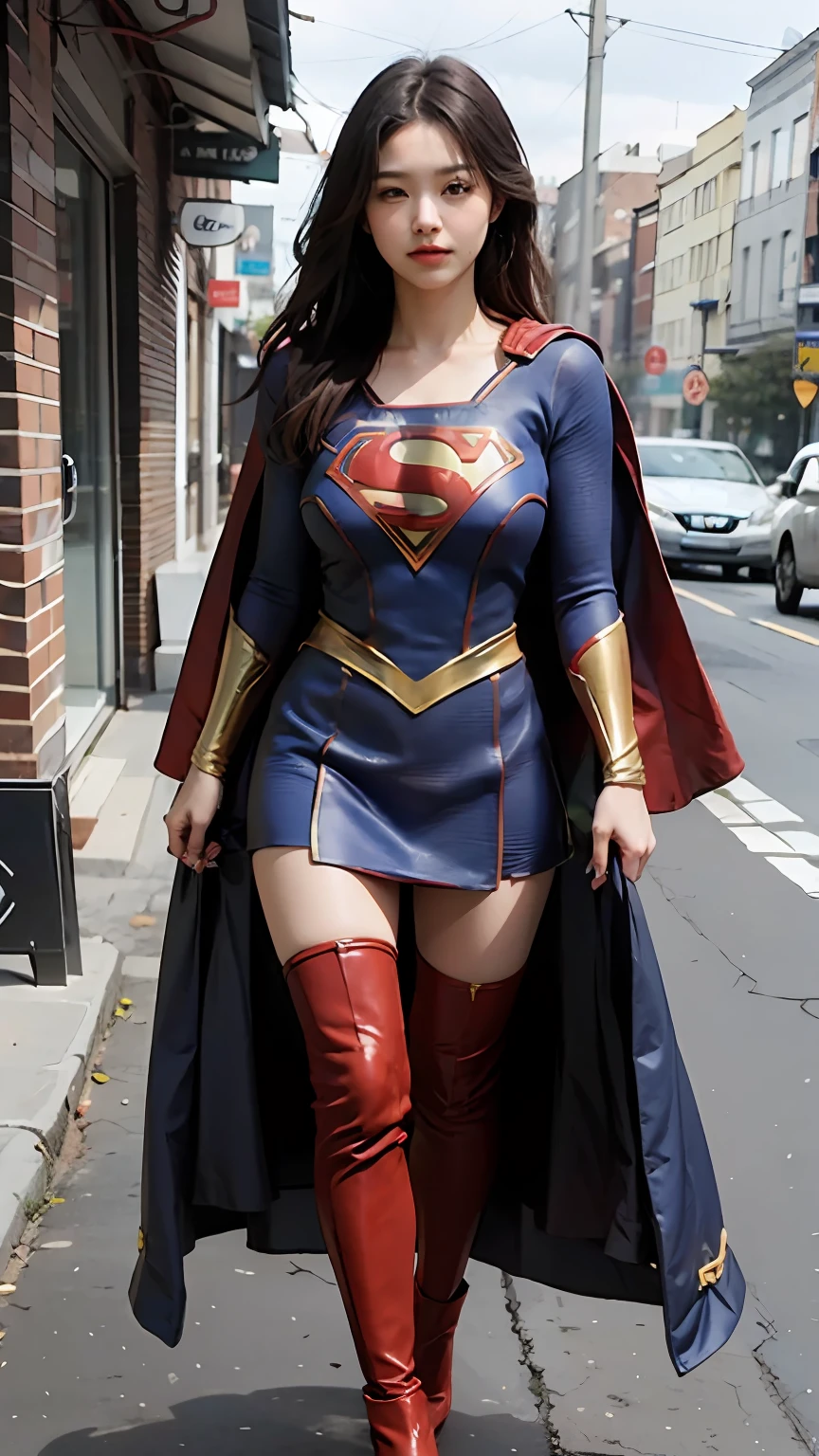 Woman body set big breasts, Supergirl costume dress