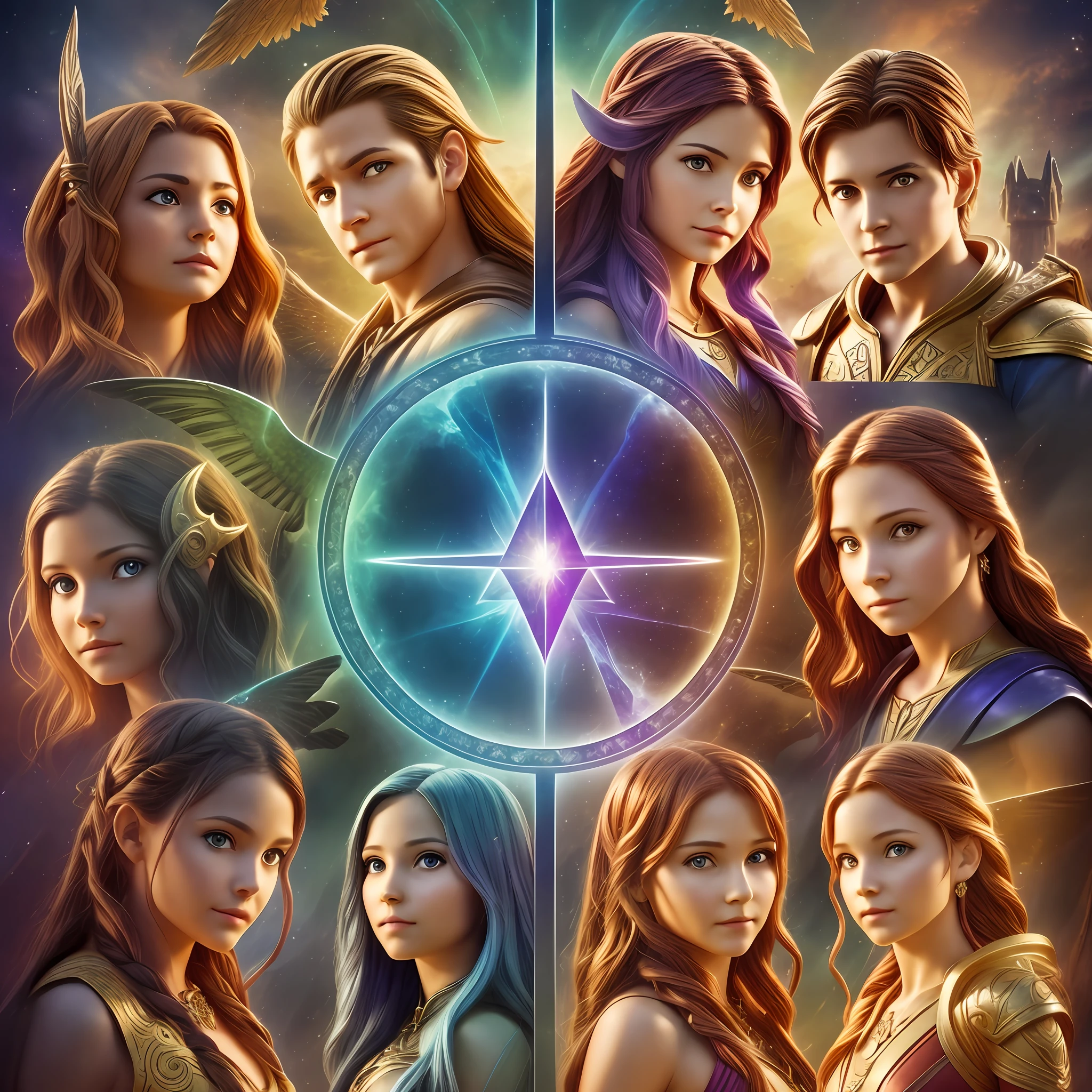 a professional movie photograph of, in a magic an paradisiac land full of flowers, mountains and lakes a trio of beautiful celestial angels, with natural amazing bodies, wearing only neckless and jewels. live in harmony with all kind of celestial dragons and fantastic creatures. they fly in cyborg dragons and unicorns.They love to hold each other with tender caricias, kisses and braces.8 k, full high definition details, exquisite detail, sharp-focus, intricately-detailed, award-winning photograph, small-catchlight, low-contrast, high-sharpness, facial-symmetry, depth-of-field, cinematic background, unreal engine render, center image, dream-like, softly lit, intimate --auto