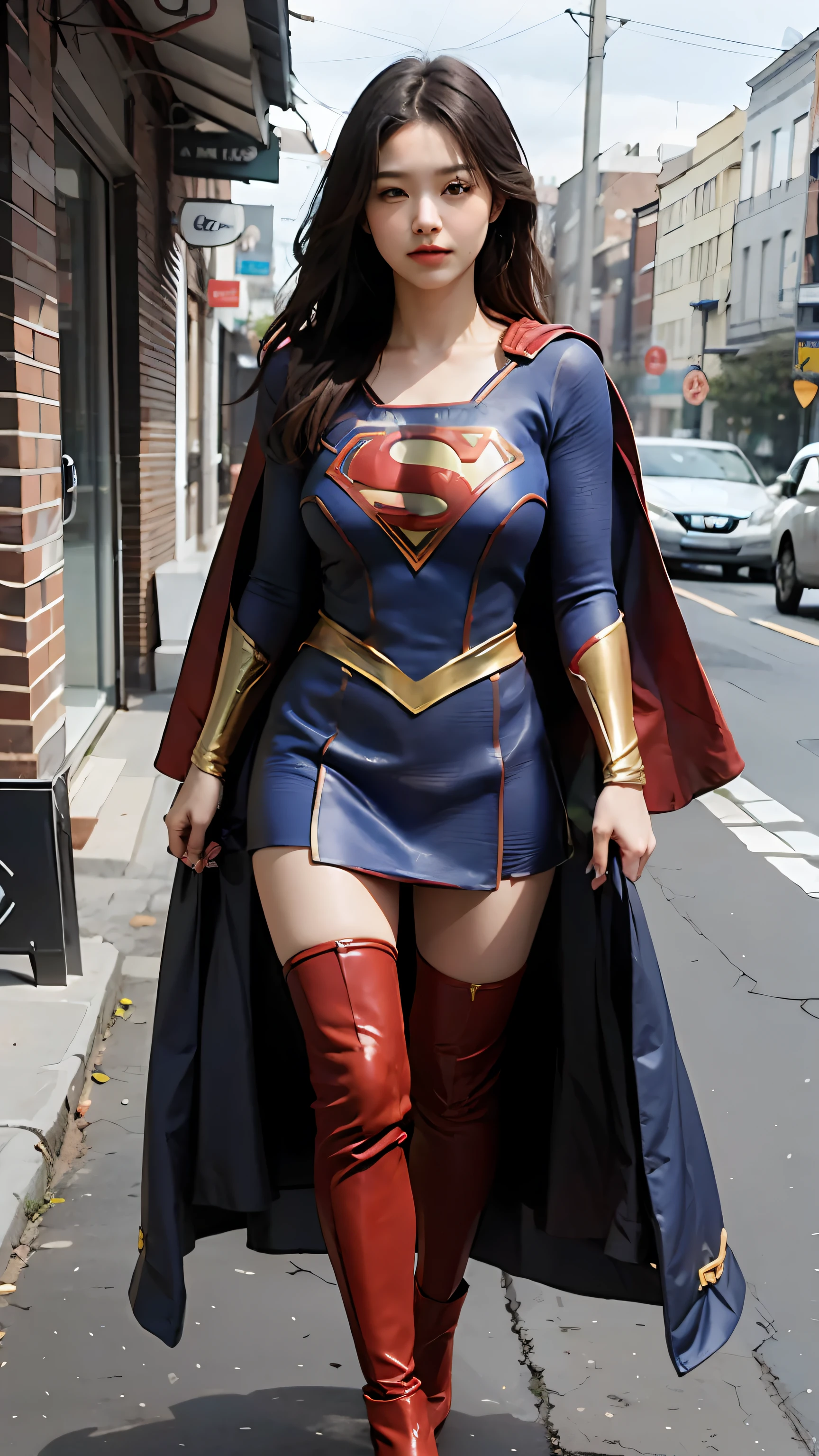 Woman body set big breasts, Supergirl costume dress