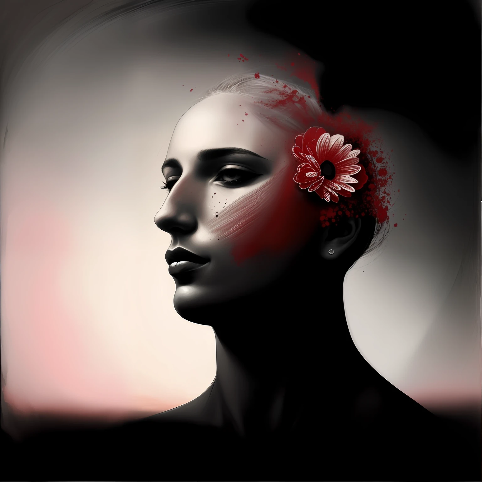 Hay una mujer con una flor en el pelo, Eric Lacombe, por Kurt Roesch, inspirado por Beksinski, inspirado por Odd Nerdrum, Retrato surrealista, by Anna Füssli, inspirado en Bastien L. Deharme, inspirado por Katia Chausheva, inspirado por Nicola Samori, Bastien Lecouffe - Deharme --auto