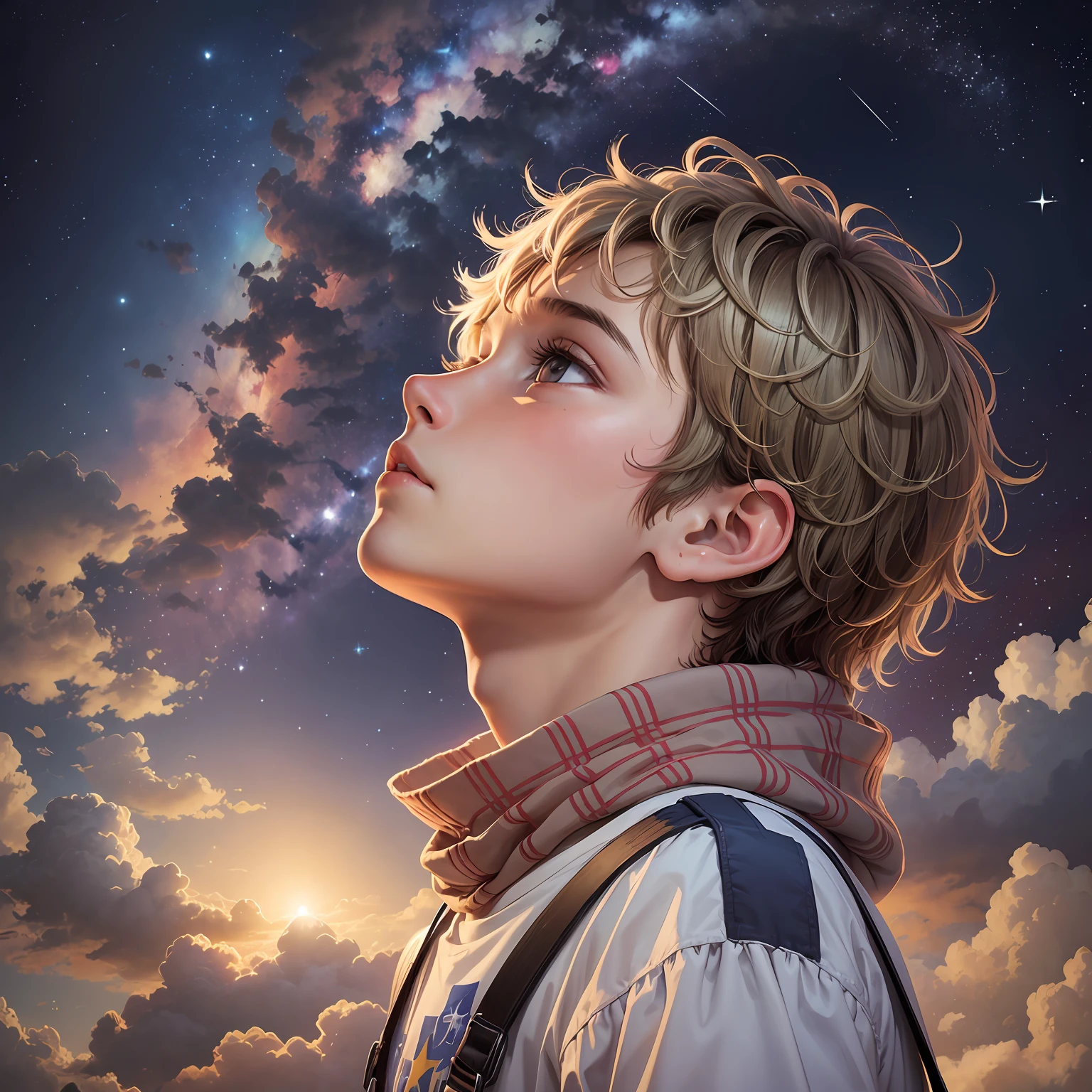 Boy looking up at the stars Literature --auto