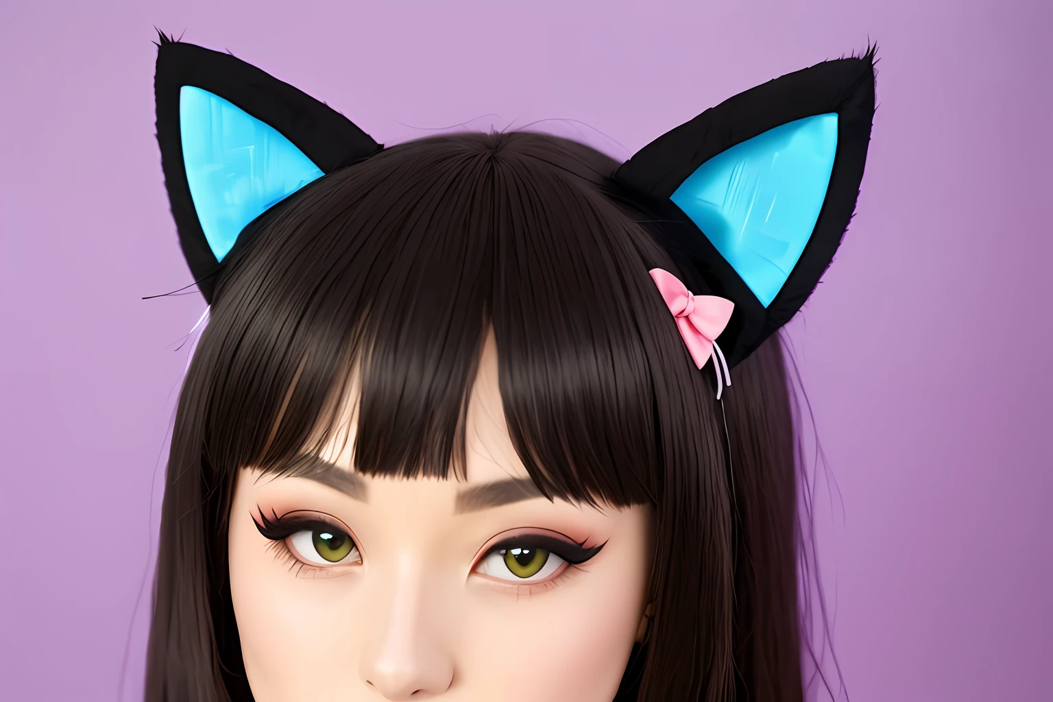 Lori kneels cat ears black silk