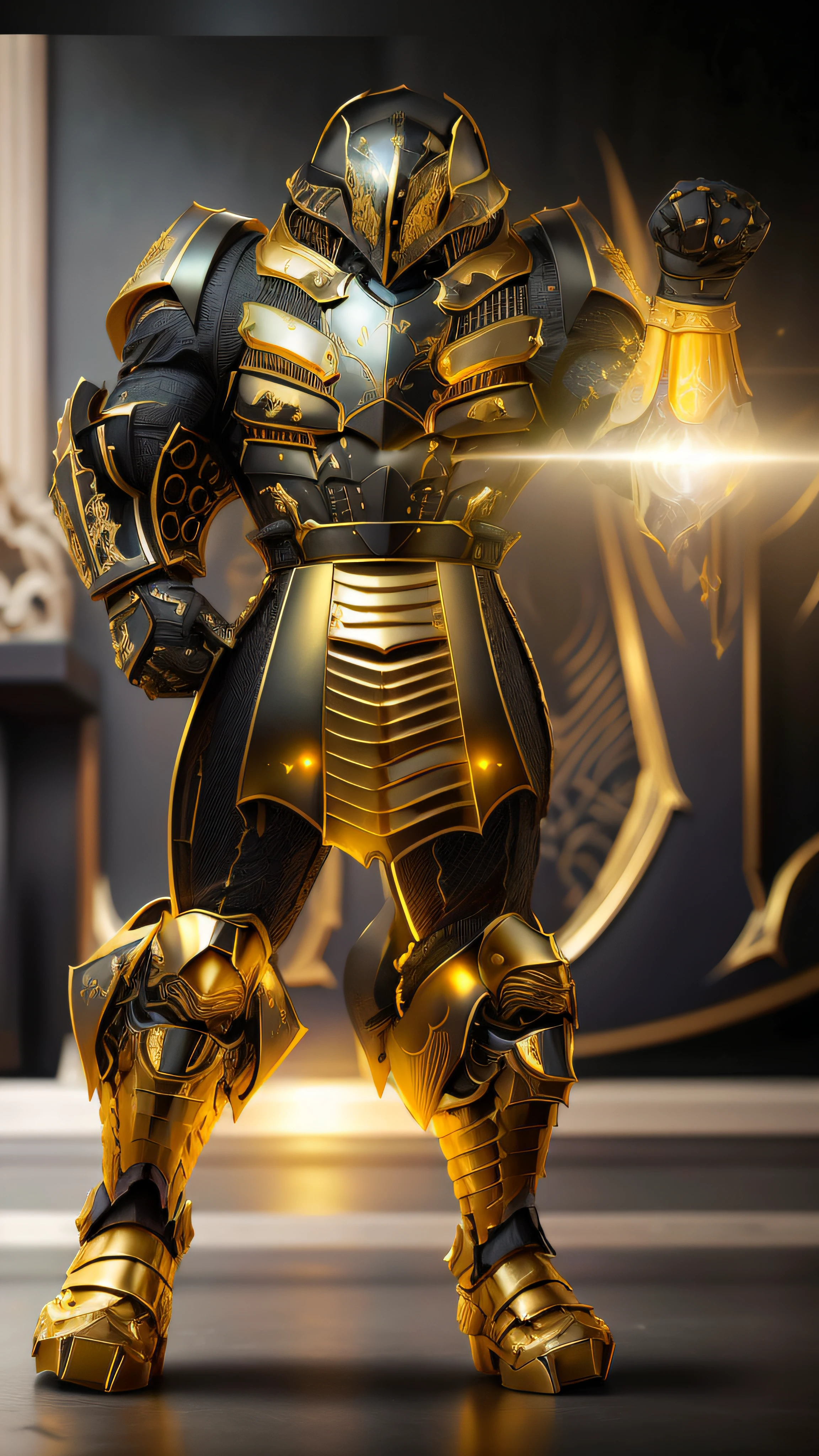 imagem arafed de um homem em armadura com uma espada, armadura pesada de ouro. Dramatic, O Cavaleiro da Armadura do Gato Dourado, Armadura obsidiana de ouro pesado, Armadura Dourada, armadura impressionante, intrincada armadura dourada, epic paladin armor, Armadura dourada, Armadura Obsidiana de Ouro, intrincada armadura ornamentada, armadura ornamentada, Armadura dourada de Paladin, armadura de fantasia detalhada, personagem de fantasia hiperdetalhado