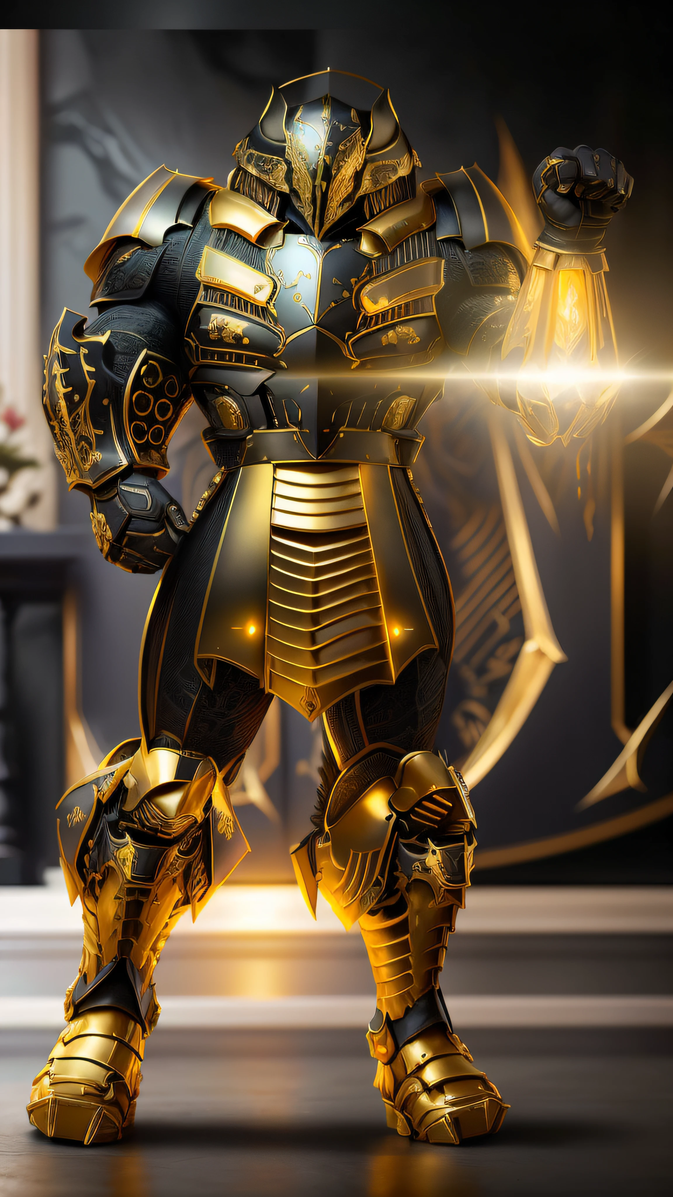 imagem arafed de um homem em armadura com uma espada, armadura pesada de ouro. Dramatic, O Cavaleiro da Armadura do Gato Dourado, Armadura obsidiana de ouro pesado, Armadura Dourada, armadura impressionante, intrincada armadura dourada, epic paladin armor, Armadura dourada, Armadura Obsidiana de Ouro, intrincada armadura ornamentada, armadura ornamentada, Armadura dourada de Paladin, armadura de fantasia detalhada, personagem de fantasia hiperdetalhado